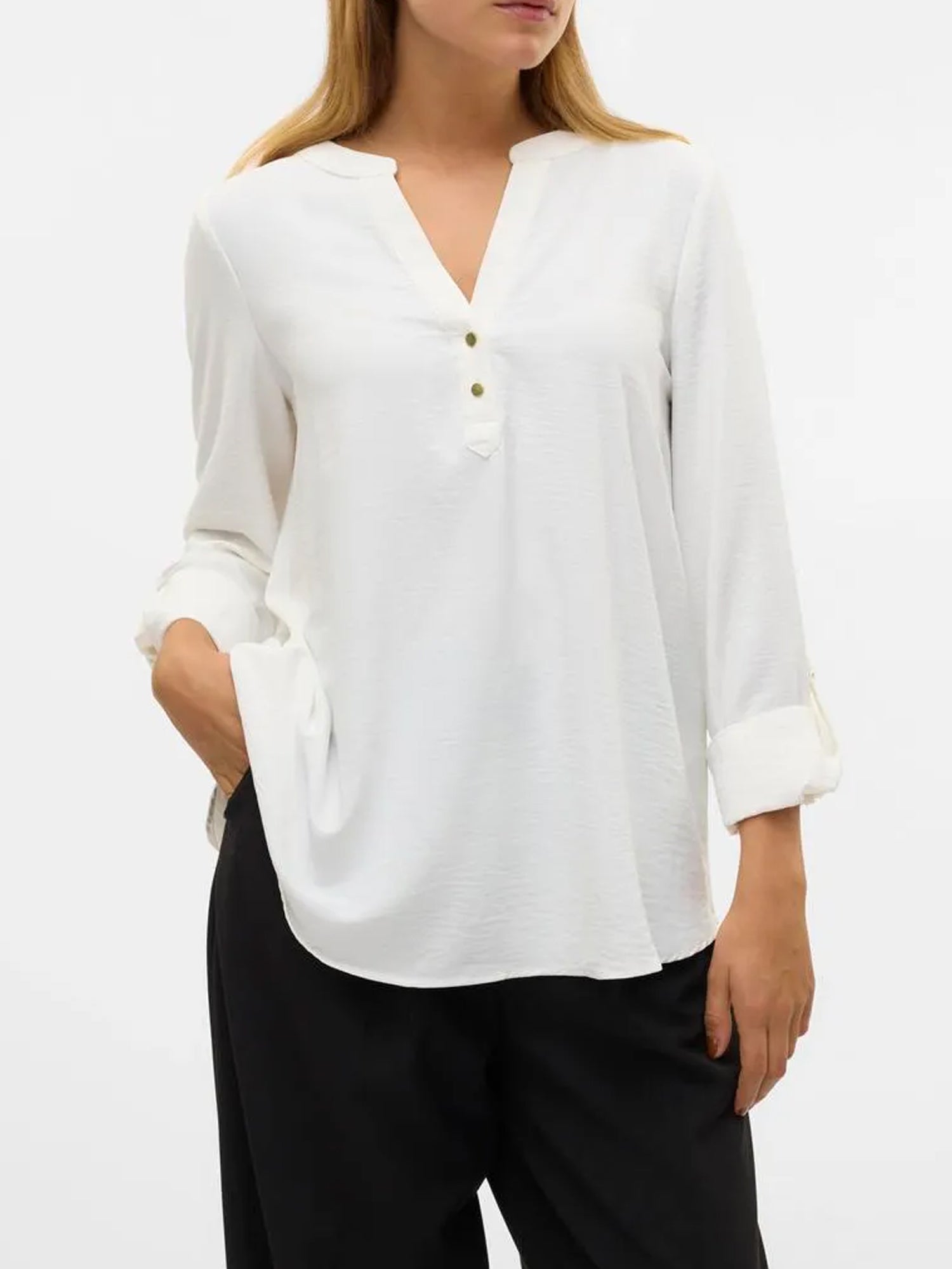 VERO MODA ANI BLUSA A MANICHE LUNGHE BIANCO