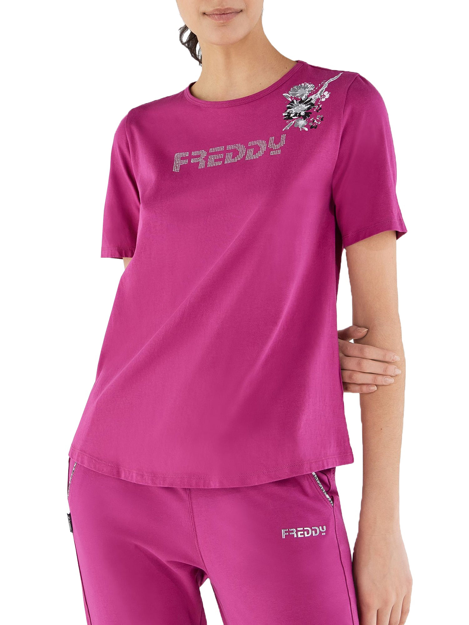 FREDDY T-SHIRT CON GRAFICA FUCSIA