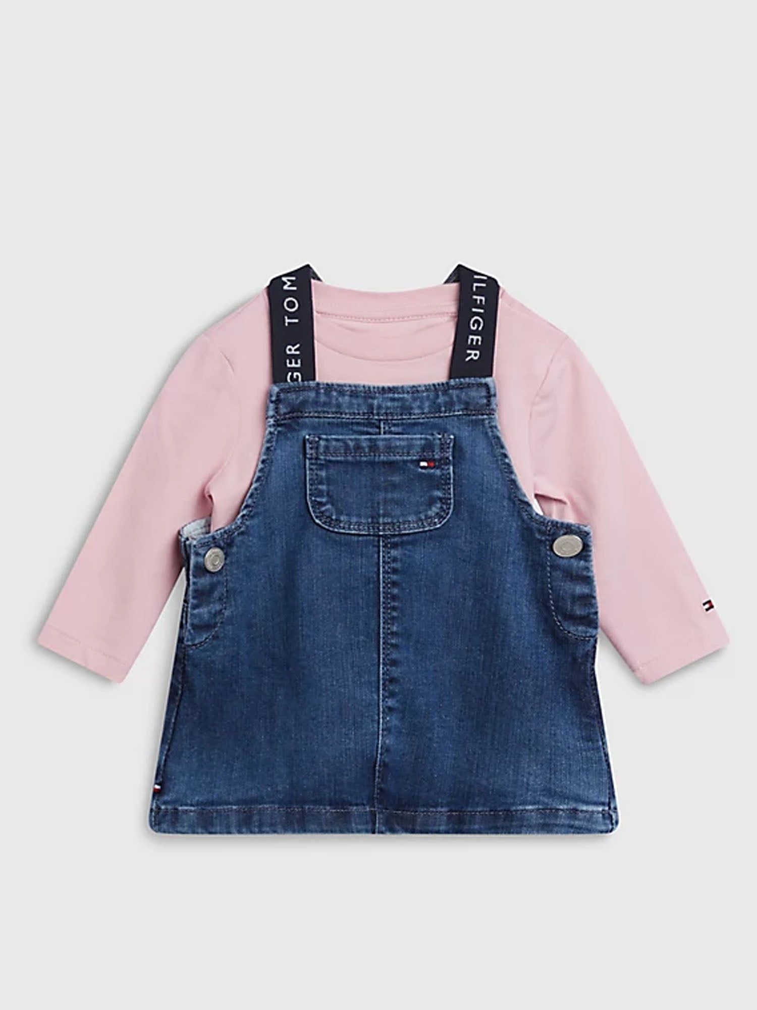 TOMMY HILFIGER KIDS COMPLETO CON T-SHIRT E SALOPETTE ROSA