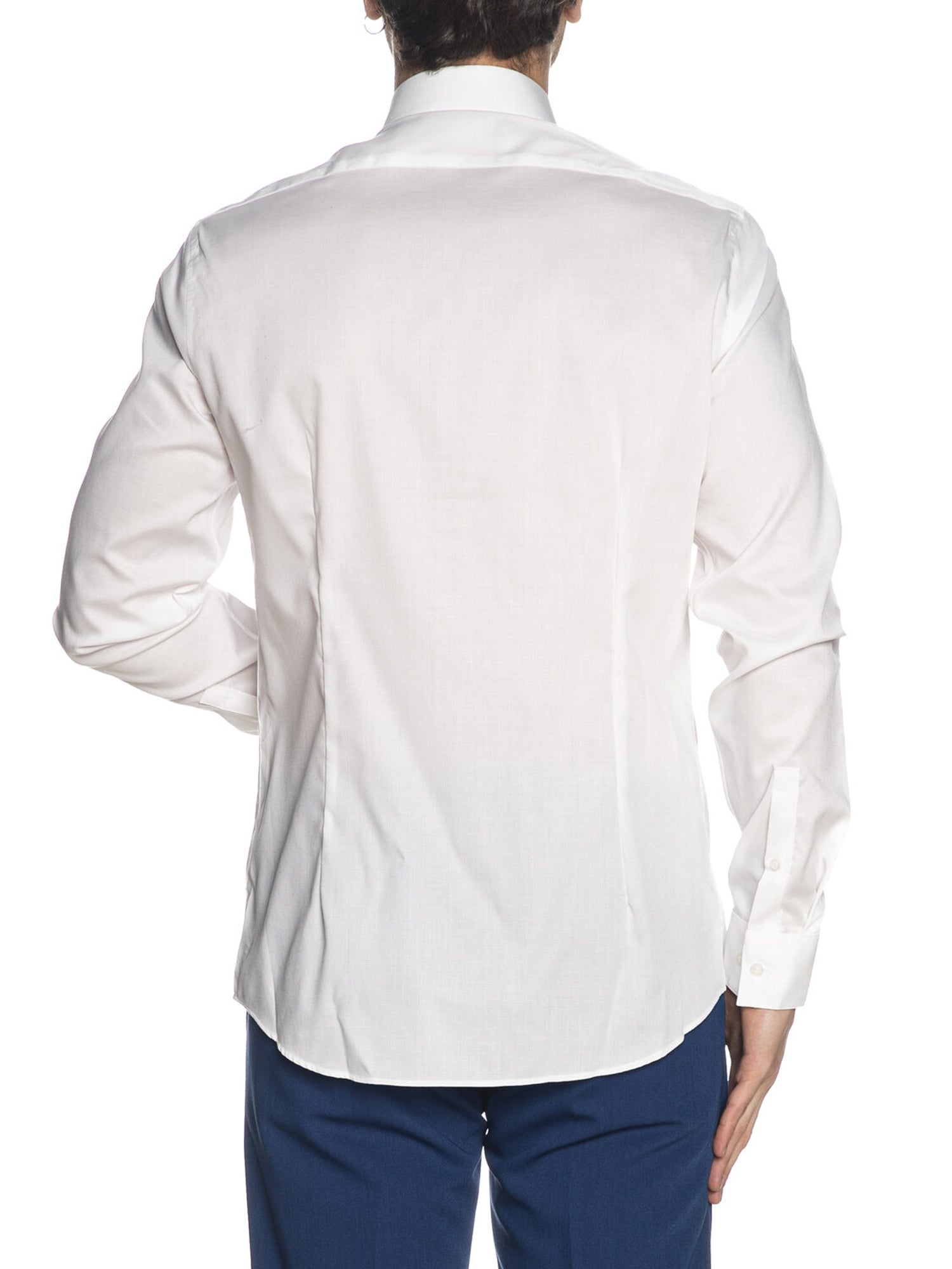 CALVIN KLEIN CAMICIA COLLAR DOBBY BIANCO