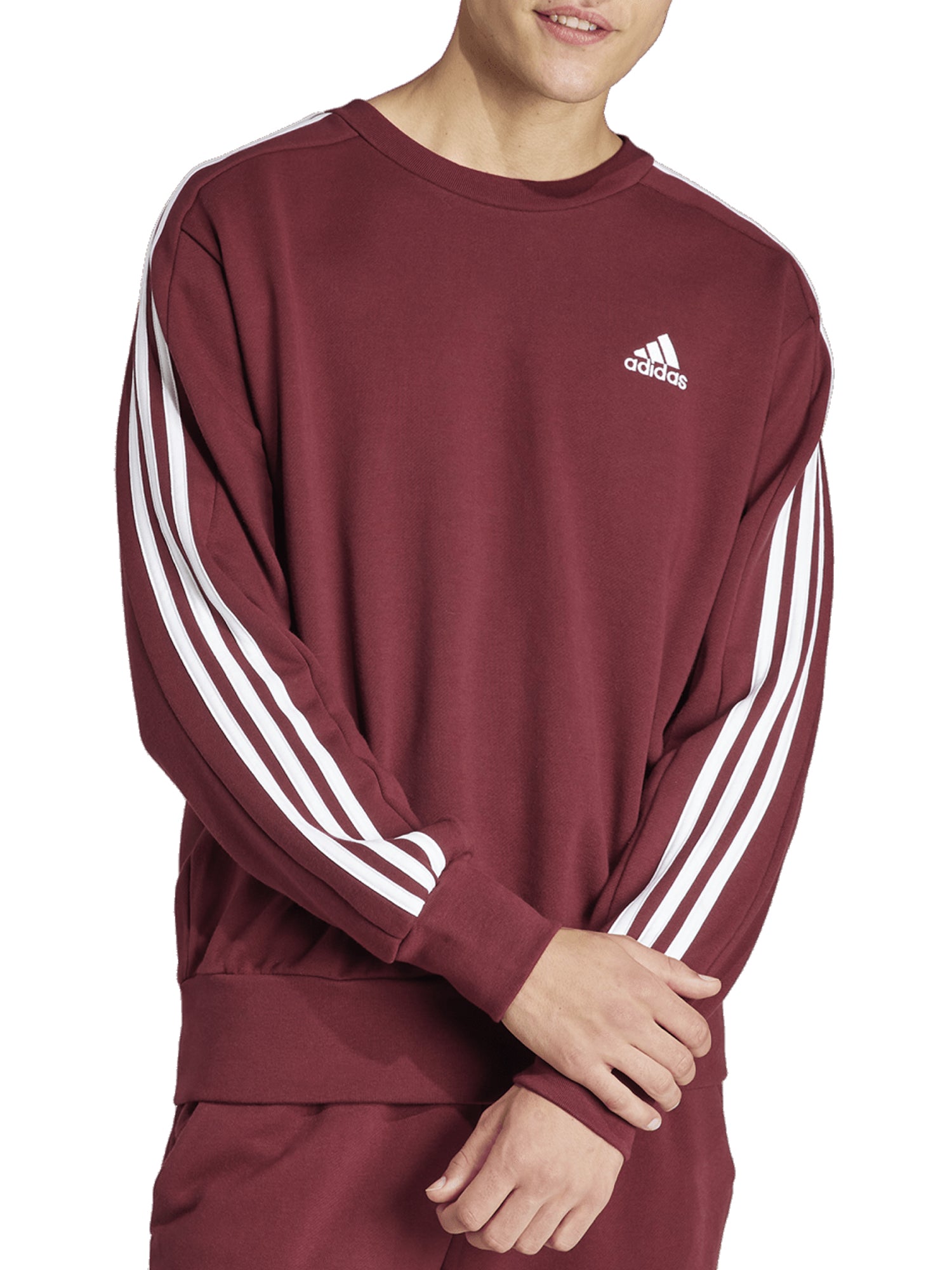 ADIDAS FELPA GIROCOLLO ESSENTIALS 3-STRIPES BORDEAUX