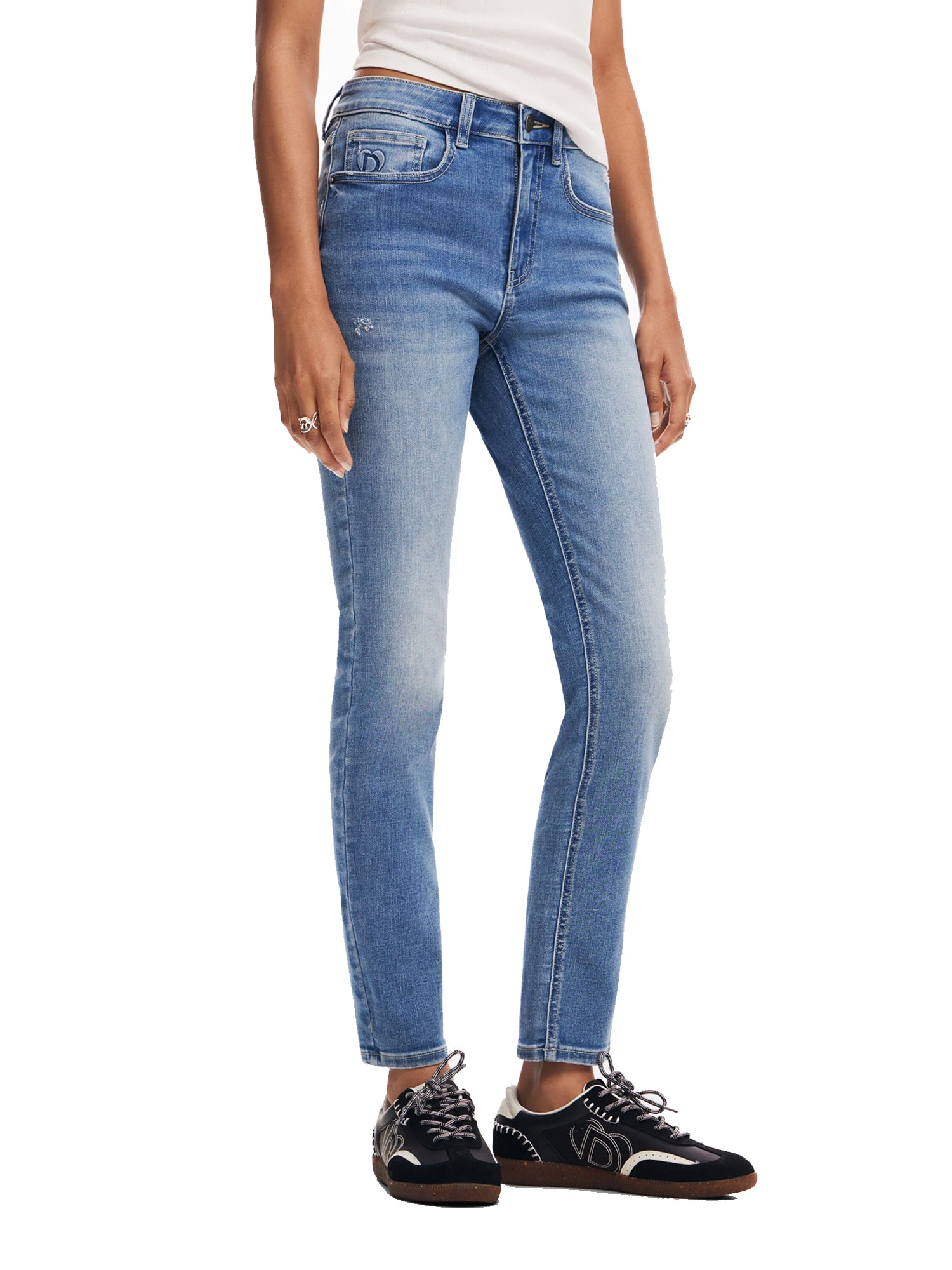 DESIGUAL JEANS SKINNY LISCI IN DENIM BLU CHIARO