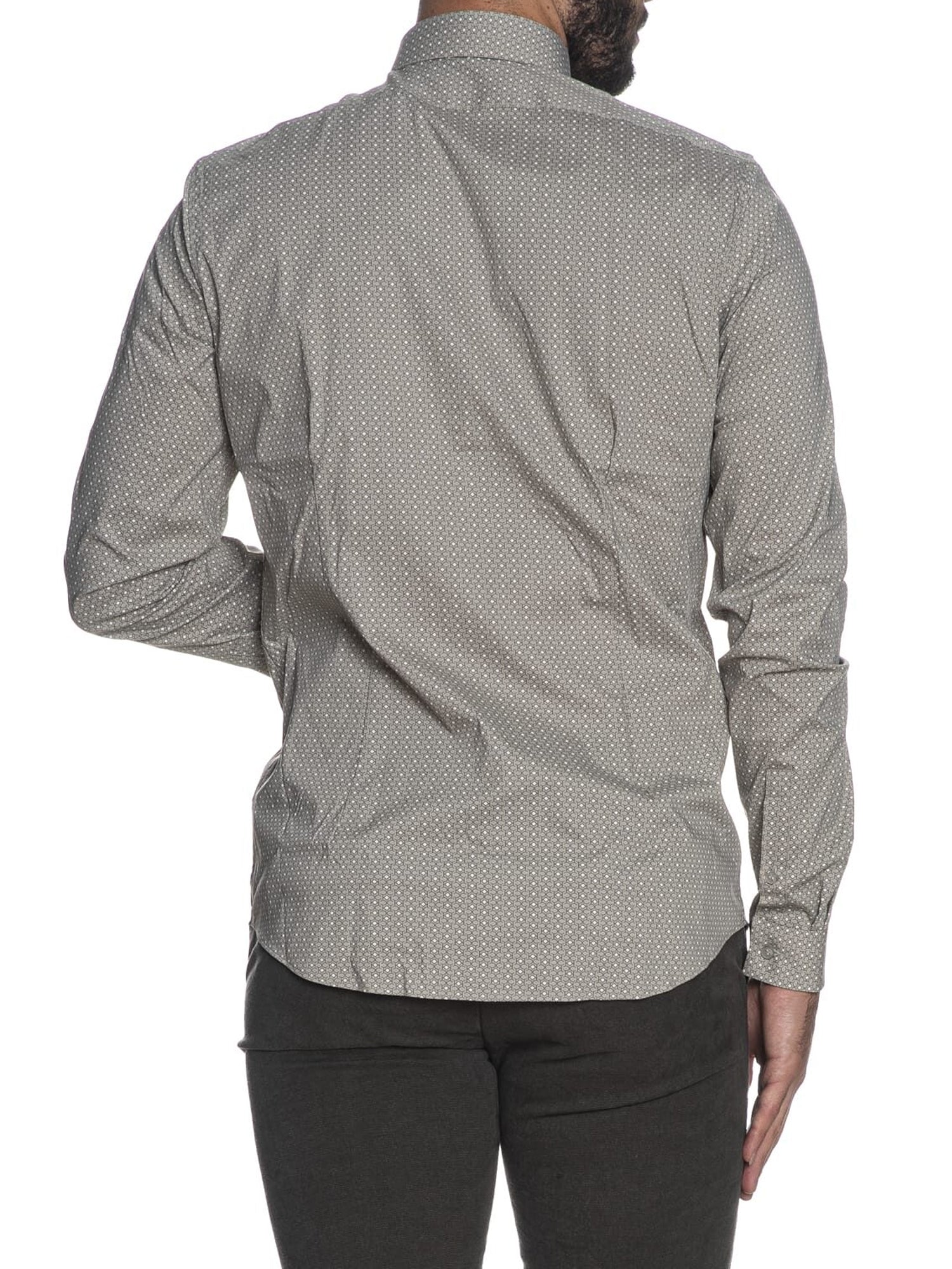 CALVIN KLEIN CAMICIA STAINSHIELD PRINT GRIGIO