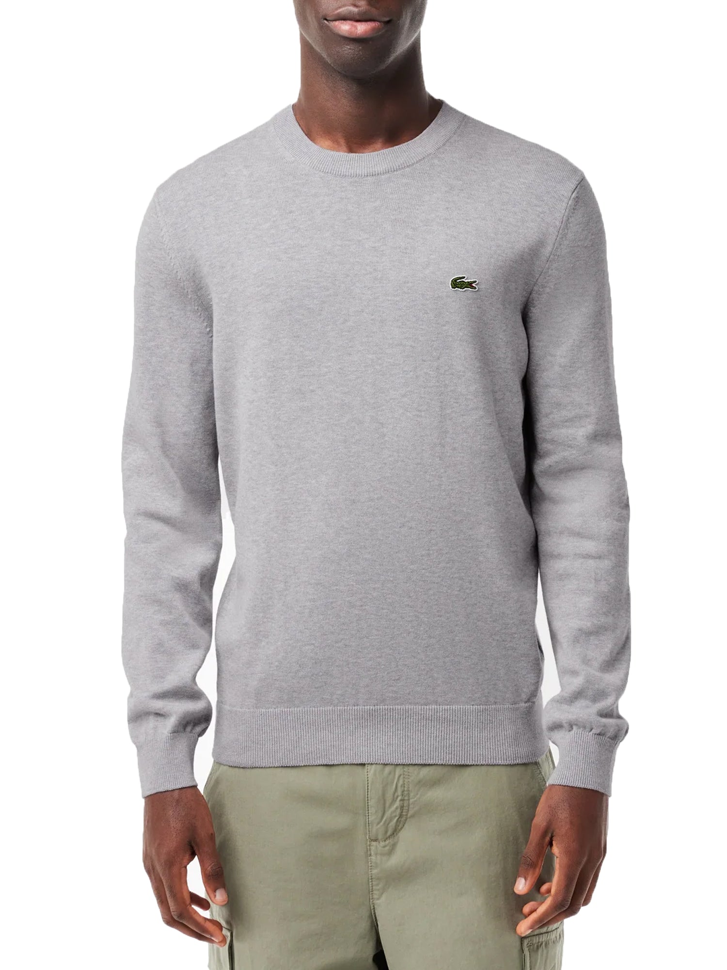 LACOSTE PULLOVER IN FILATO DI COTONE GRIGIO