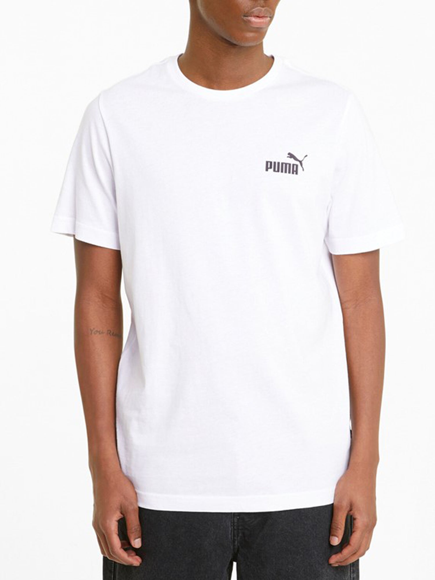 PUMA T-SHIRT CON PICCOLO LOGO ESSENTIALS BIANCO