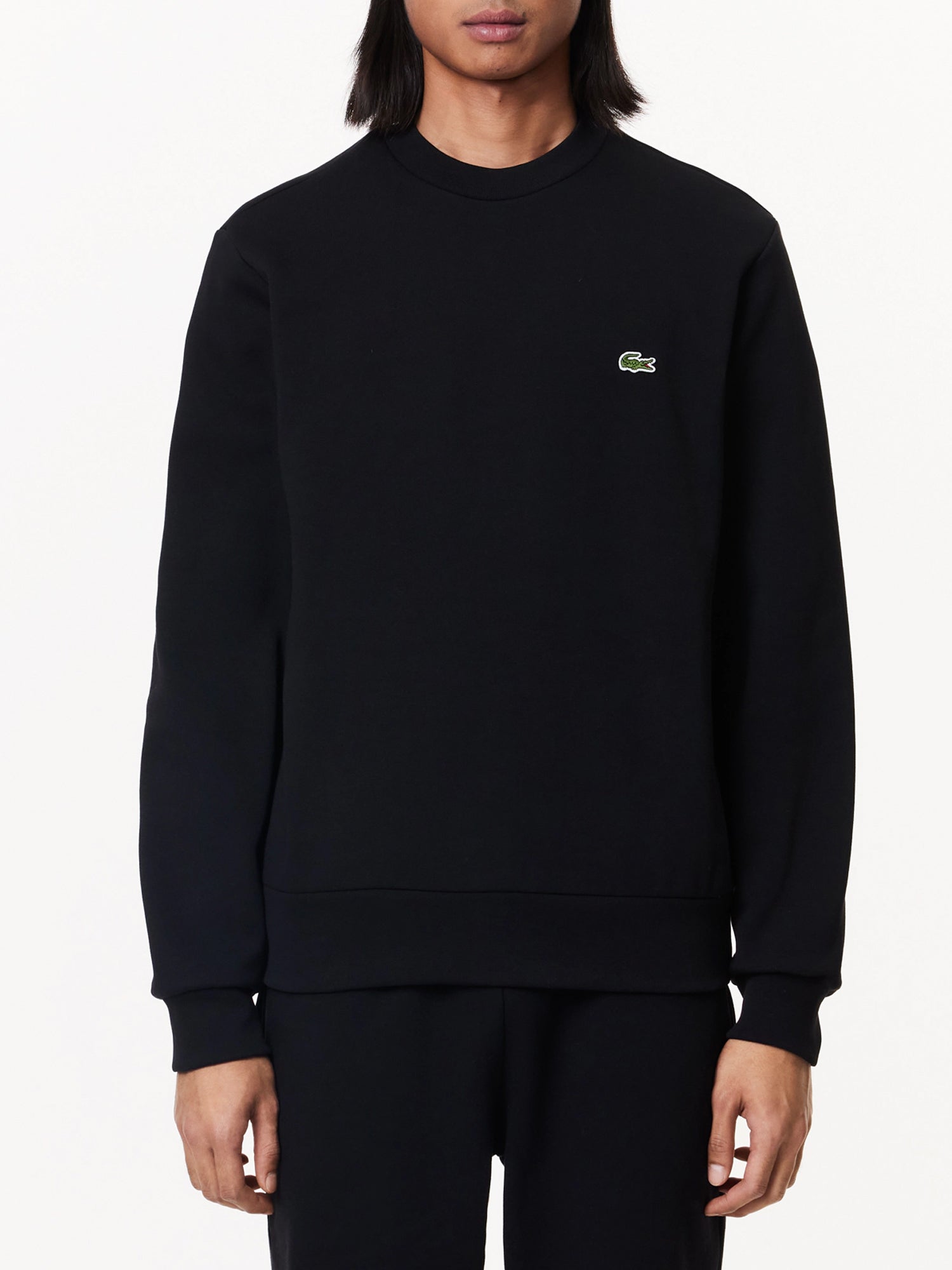 LACOSTE FELPA IN PILE SPAZZOLATO NERO