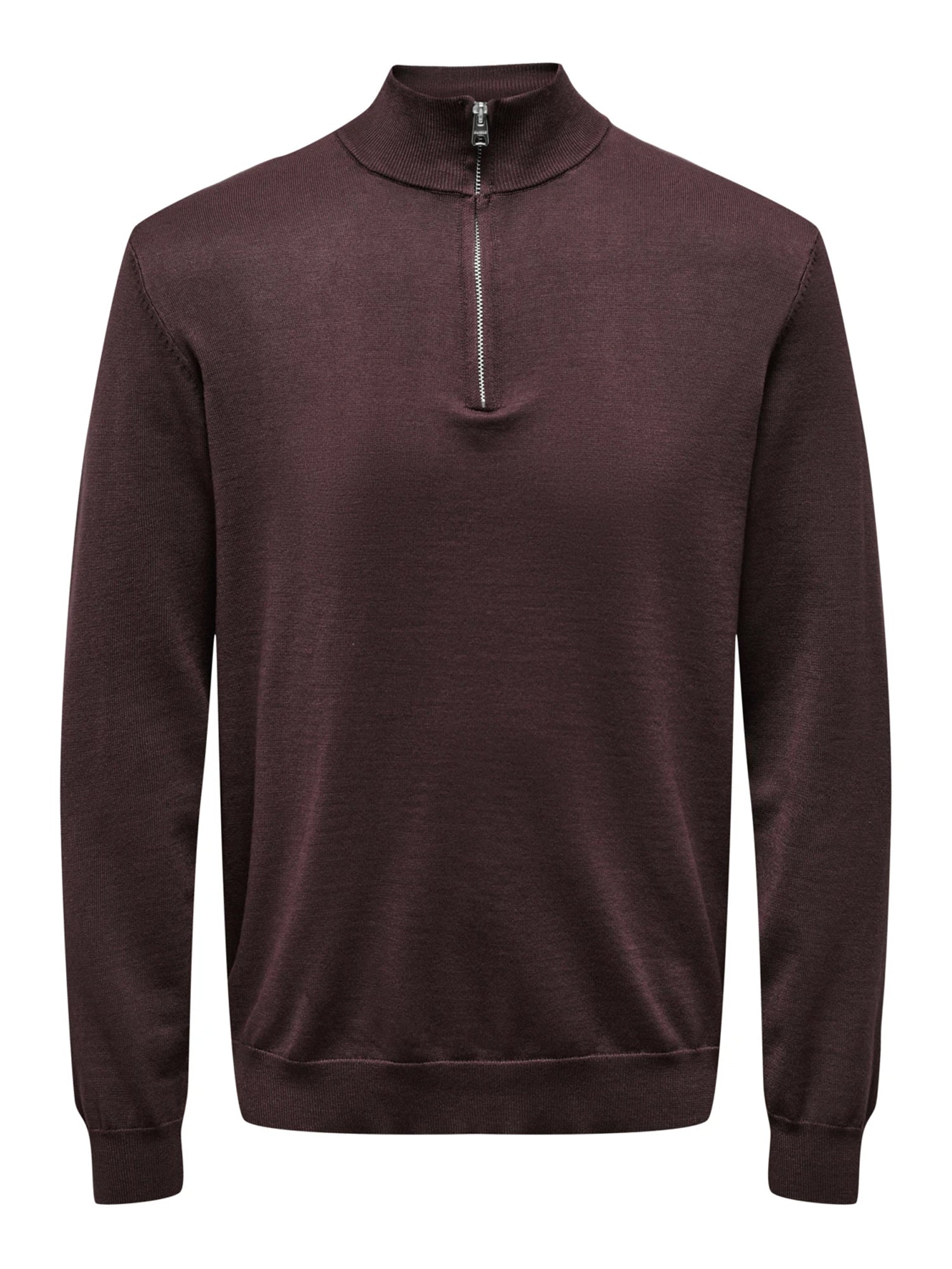 ONLY&SONS PULLOVER IN MAGLIA A COLLO ALTO MARRONE/BORDEAUX