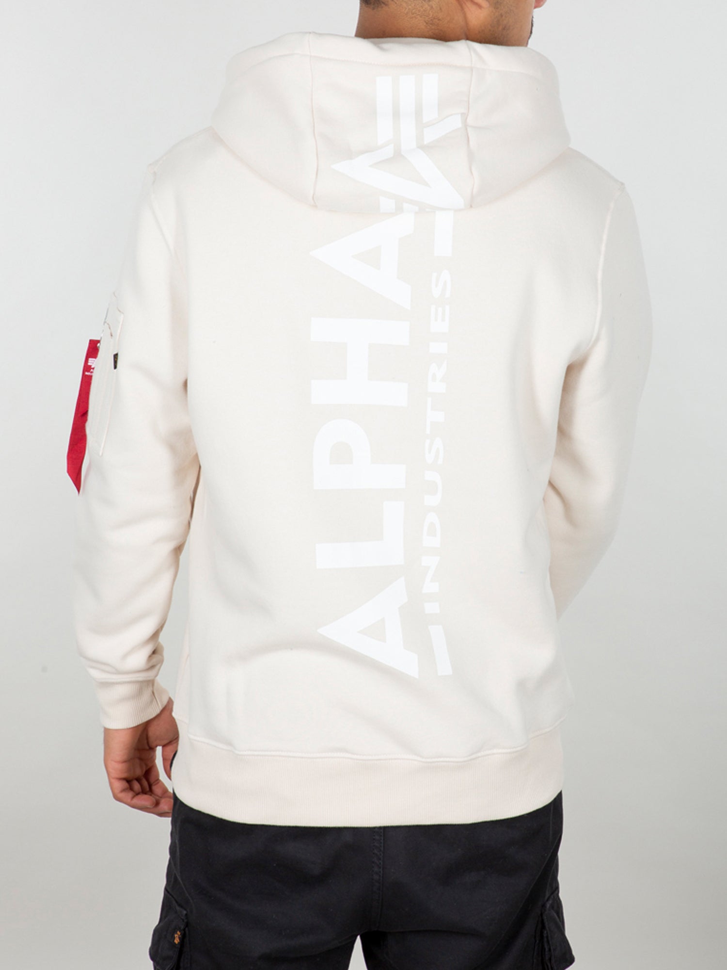 ALPHA INDUSTRIES FELPA CON CAPPUCCIO LOGO BIANCO SPORCO