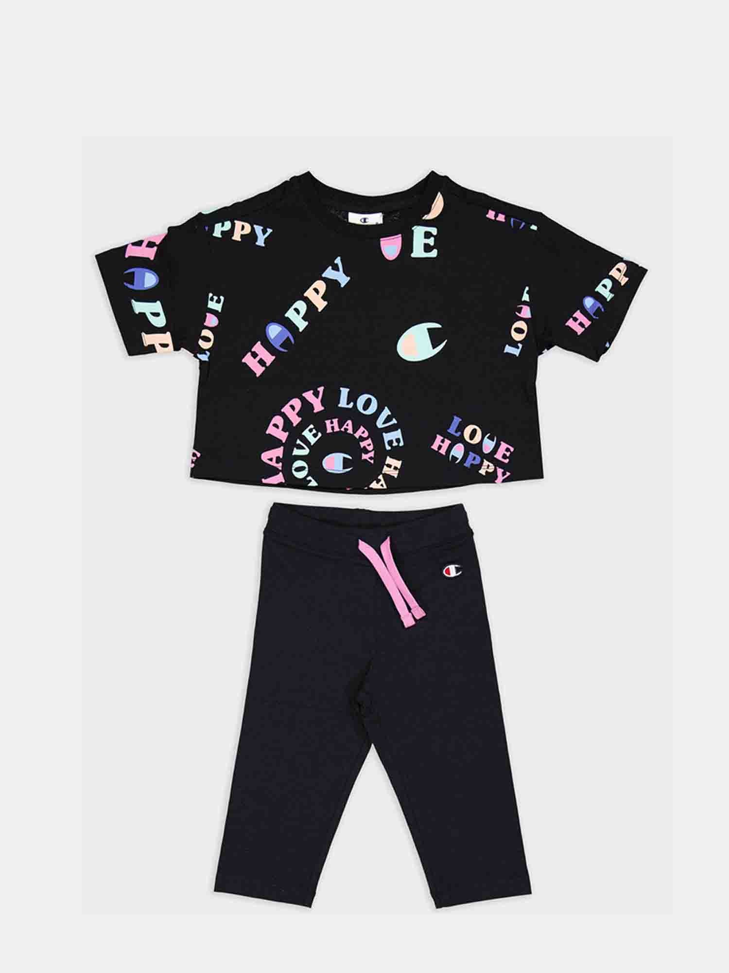 CHAMPION SET LEGGINGS E T-SHIRT NERO