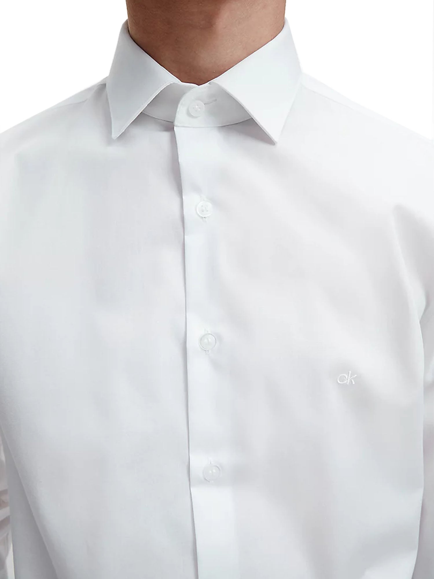 CALVIN KLEIN CAMICIA IN POPELINE ELASTICIZZATO BIANCO