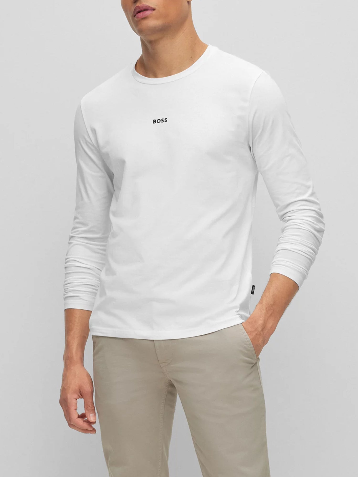 HUGO BOSS T-SHIRT IN JERSEY ELASTICIZZATO BIANCO