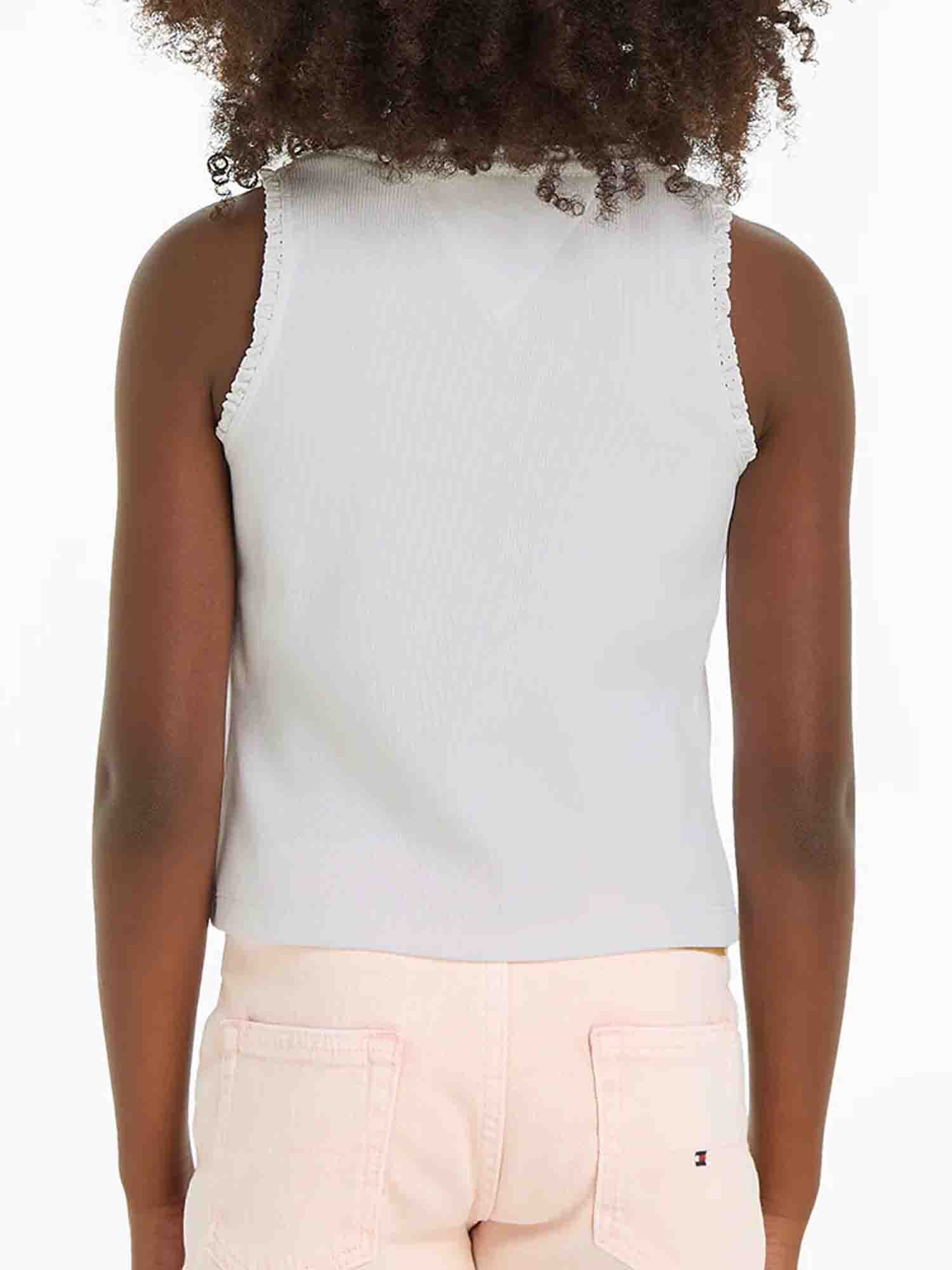 TOMMY HILFIGER TOP A COSTINE DA RAGAZZA BIANCO