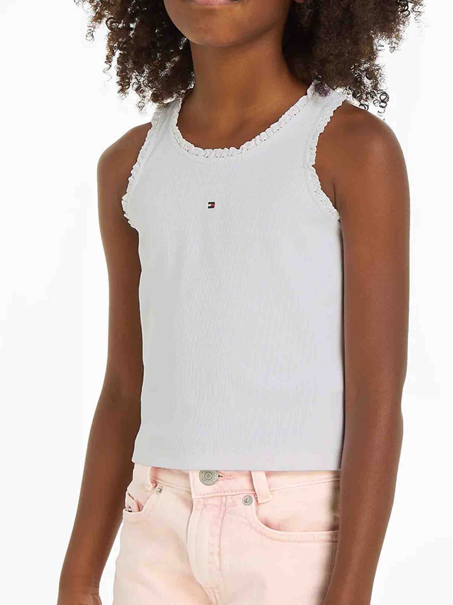 TOMMY HILFIGER TOP A COSTINE DA RAGAZZA BIANCO