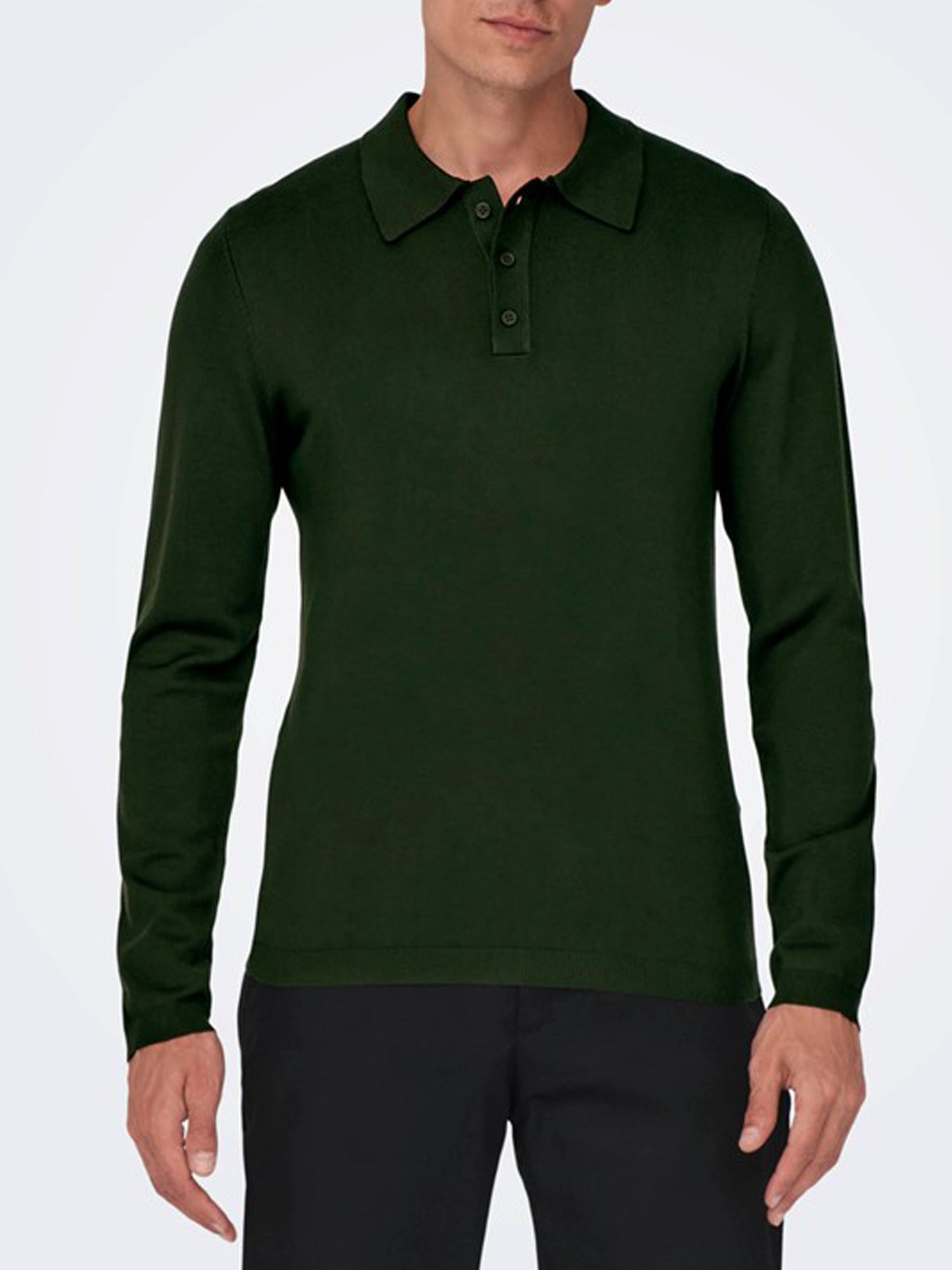 ONLY&SONS POLO WYLER A MANICHE LUNGHE VERDE