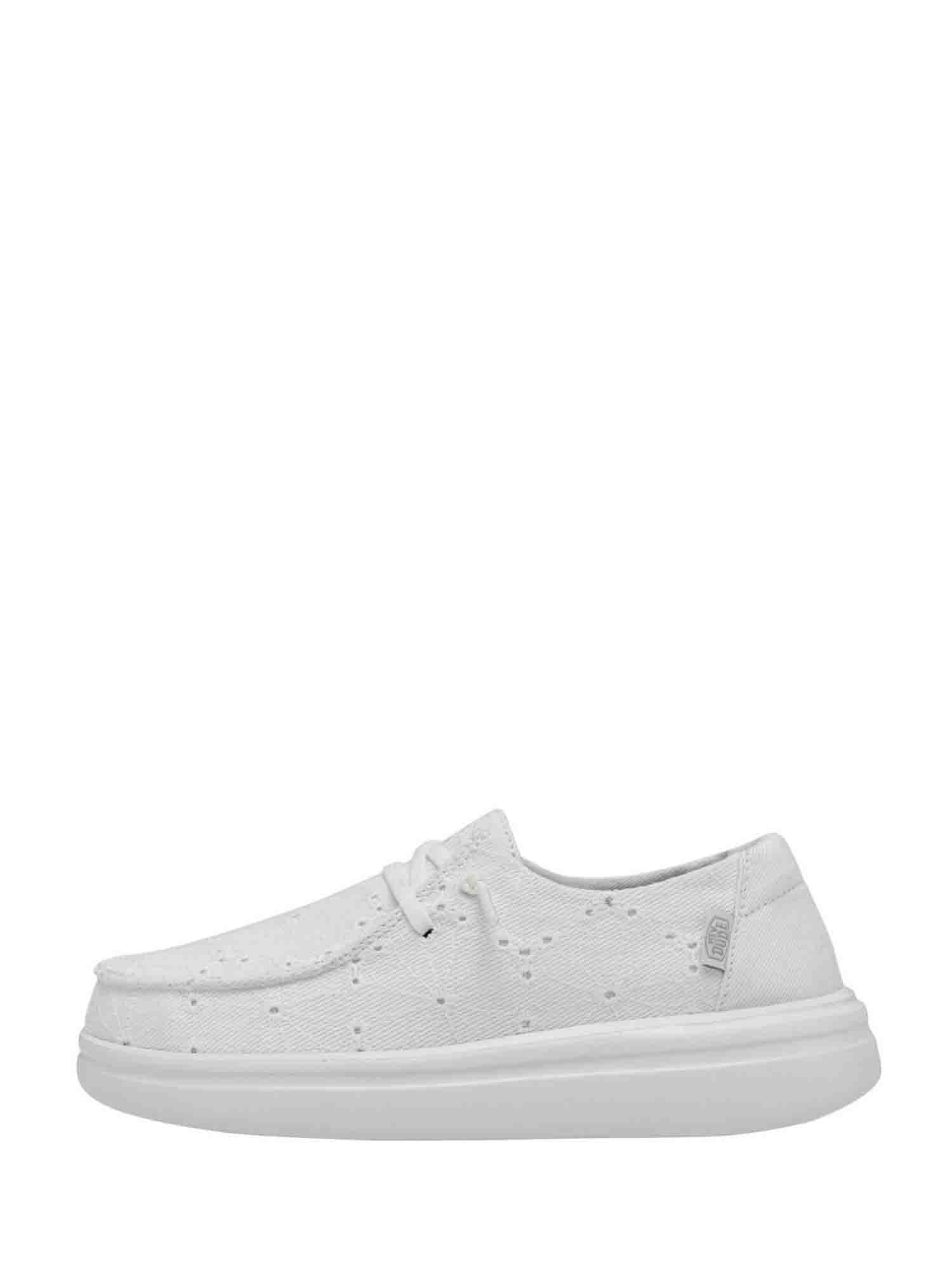 HEYDUDE WENDY RISE EYELET W MOCASSINO DONNA BIANCO