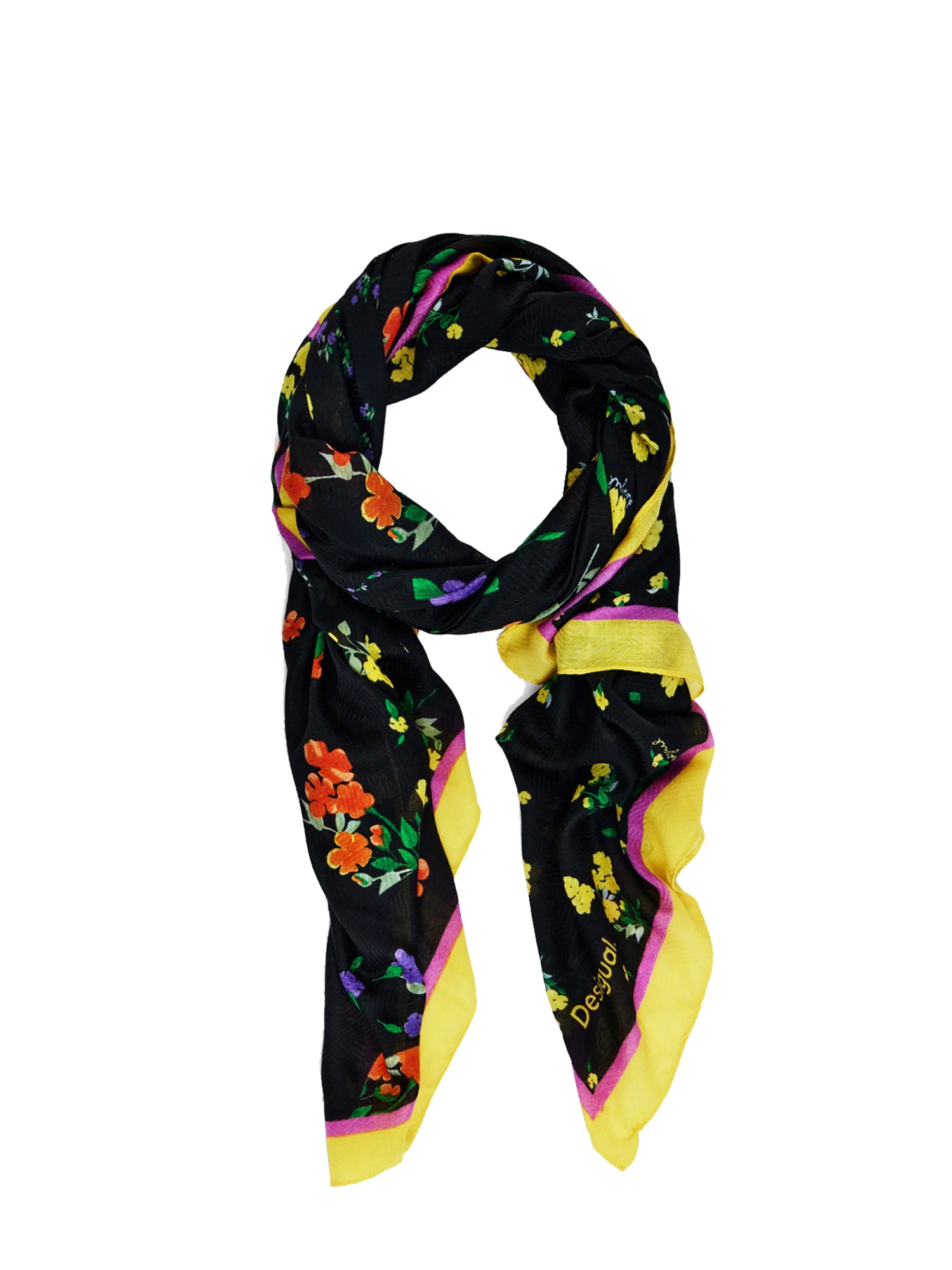 DESIGUAL FOULARD FIORI NERO