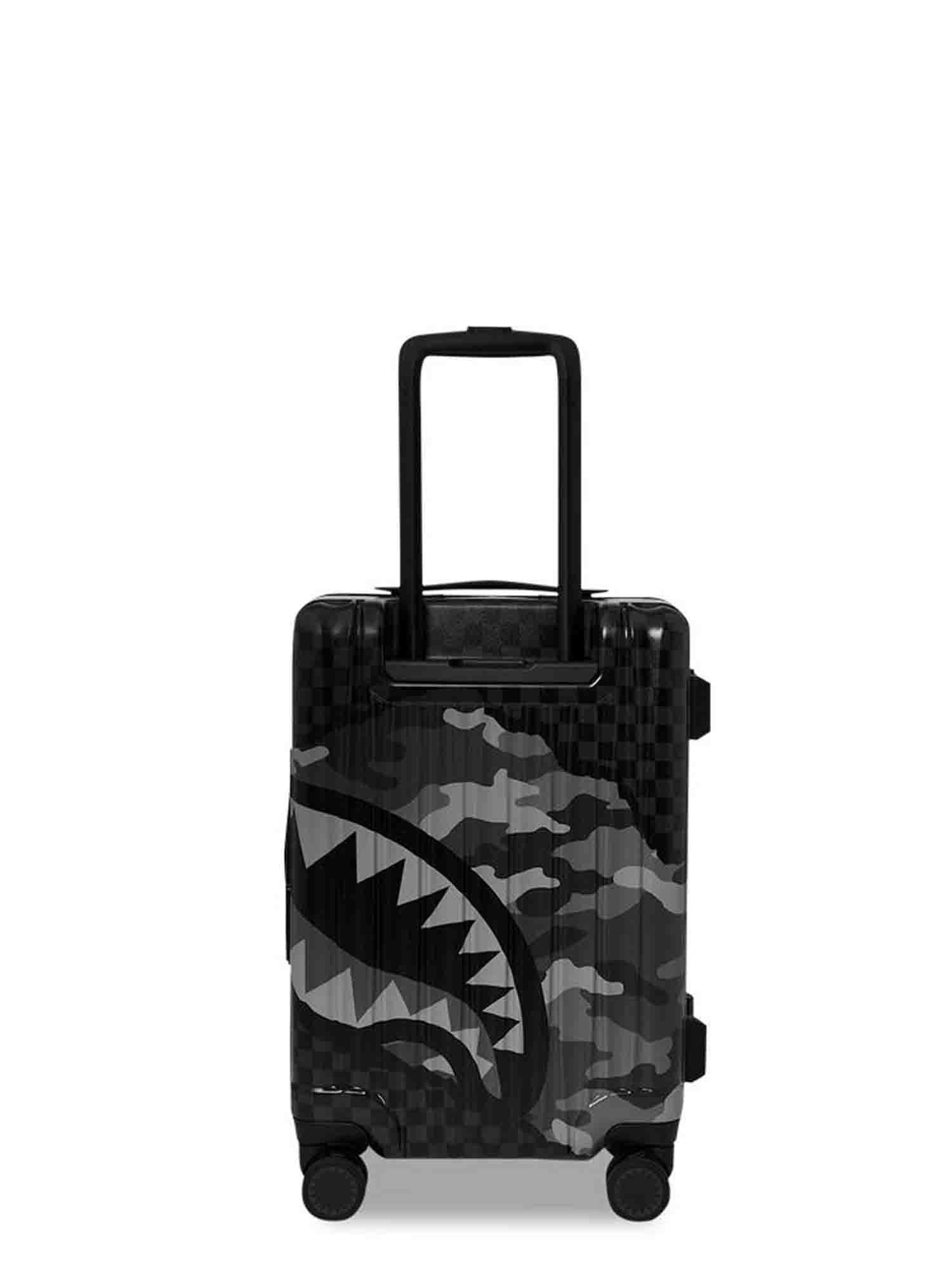 SPRAYGROUND SPLIT UP CAMO TEAR CARRY-ON HARD LUGGAGE VALIGIA NERO