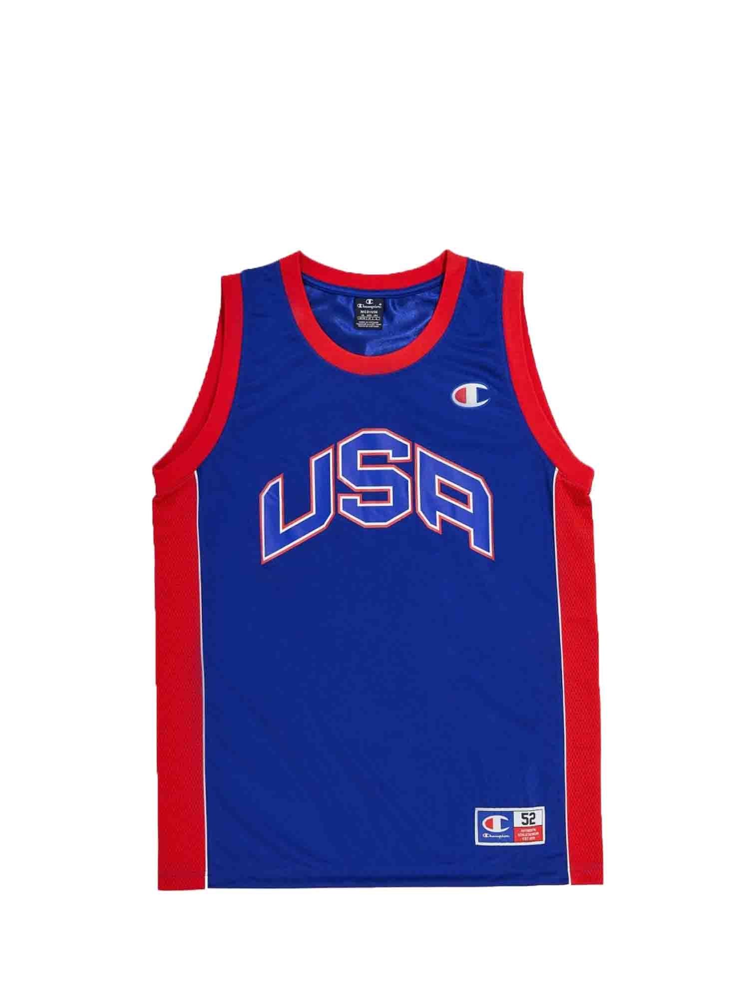 CHAMPION CANOTTA MESH CON LOGO USA BLU