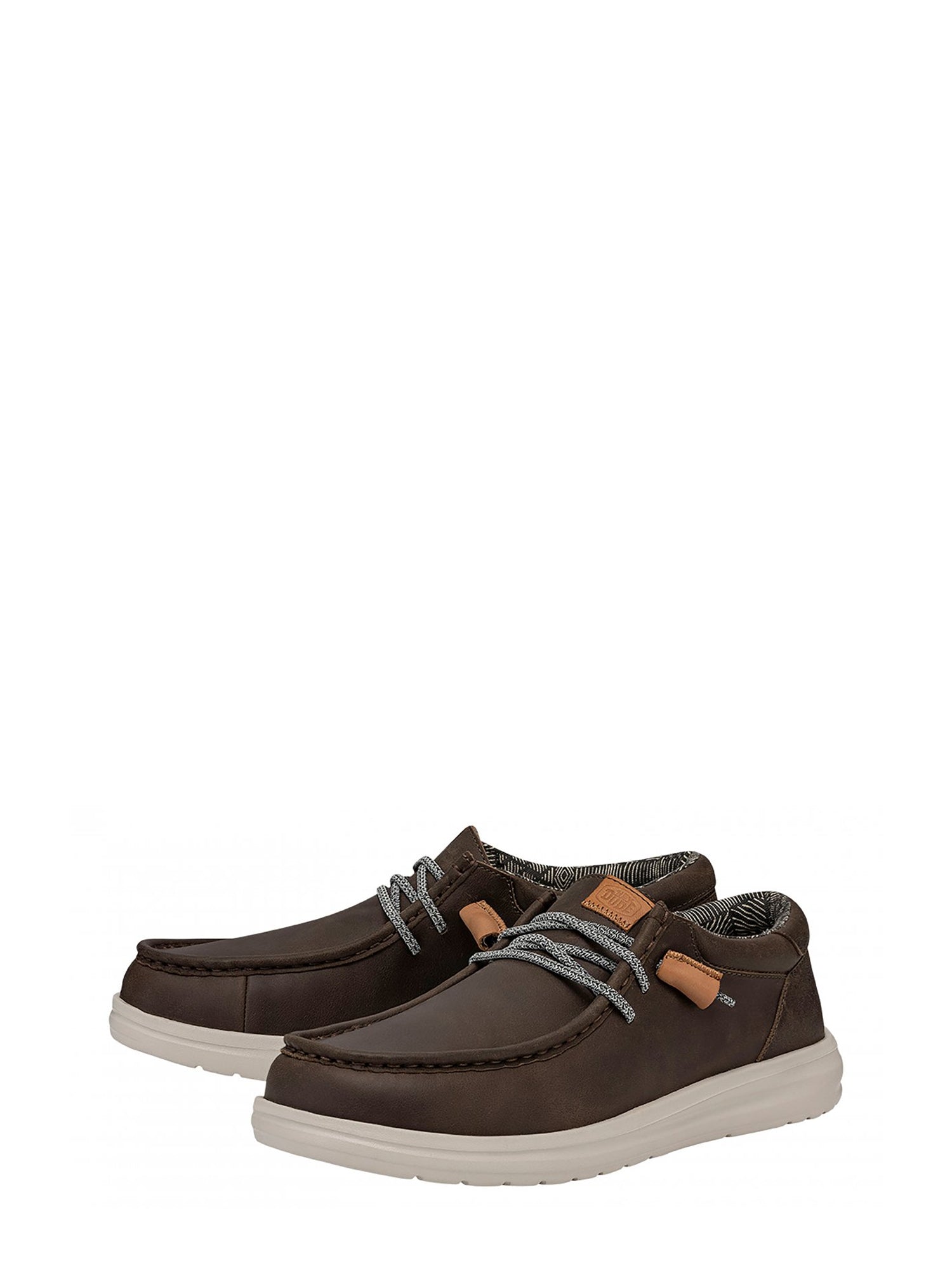 HEYDUDE WALLY GRIP MOCASSINO IN PELLE SHINE LEO/ GREY