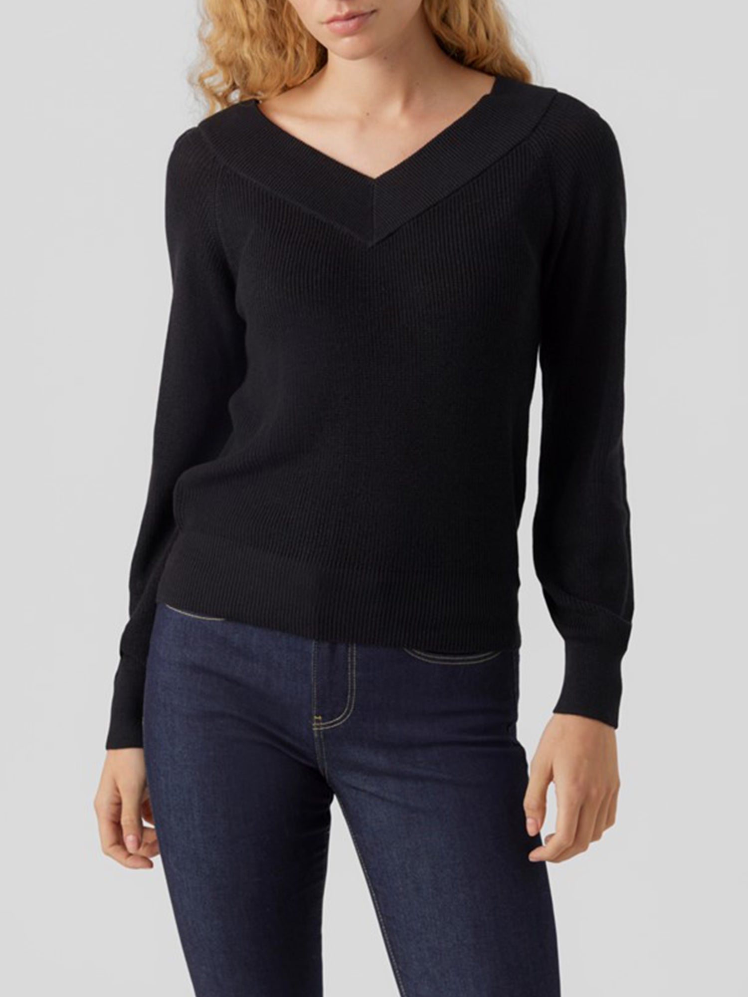 VERO-MODA PULLOVER SCOLLO A V NERO