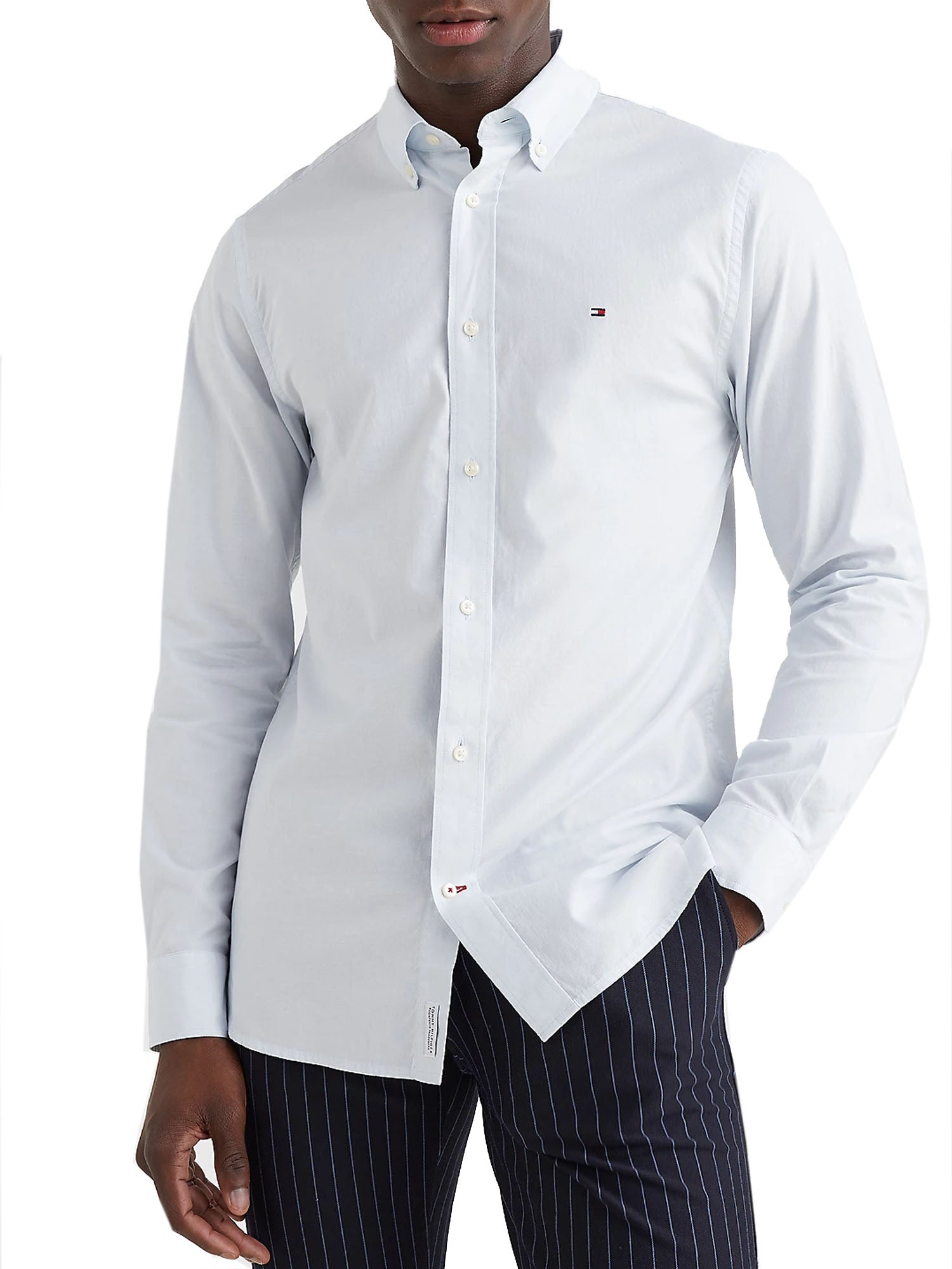 TOMMY HILFIGER CAMICIA REGULAR FIT AZZURRO PASTELLO