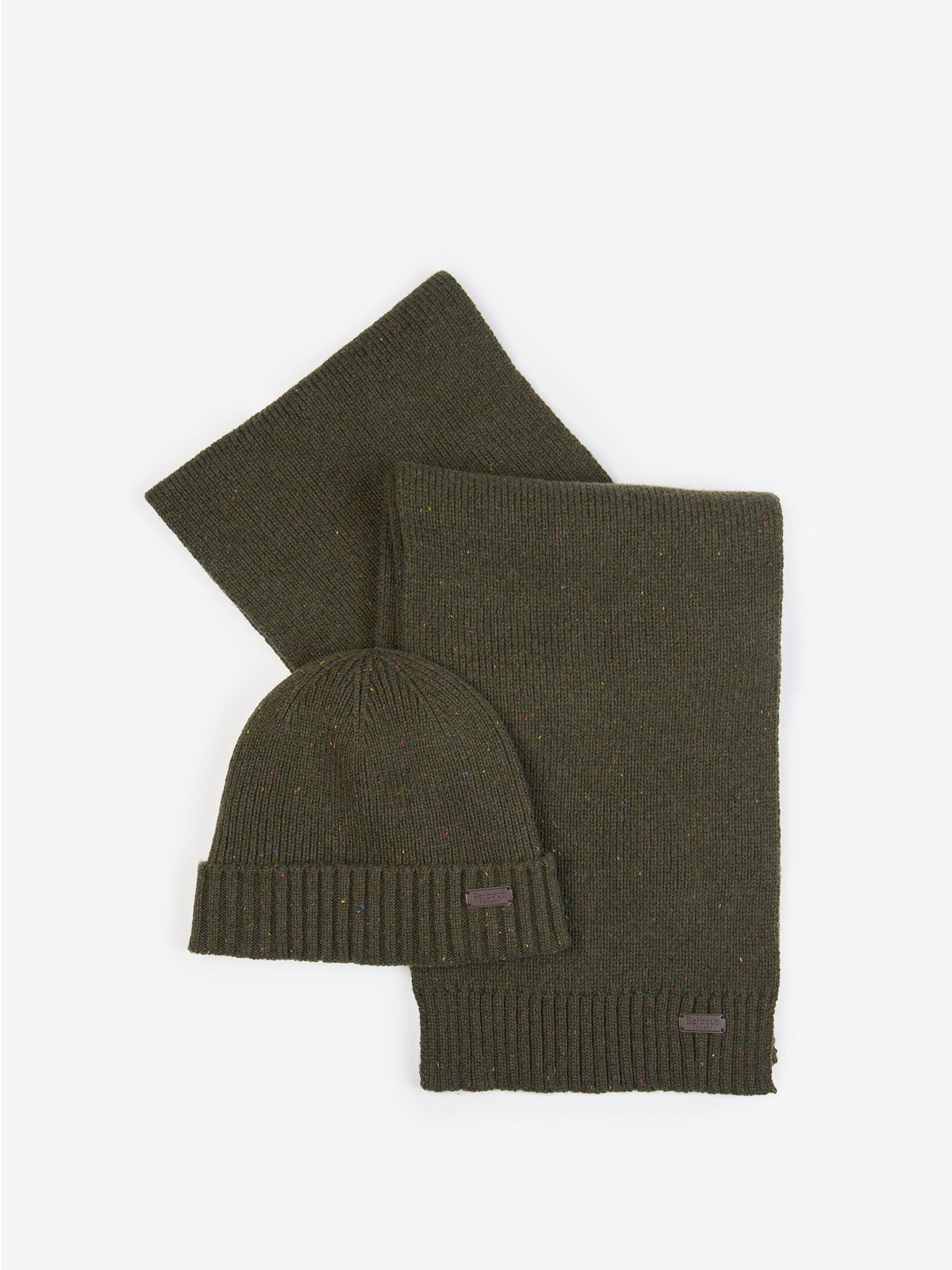 BARBOUR CARLTON FLECK SET CAPPELLO E SCIARPA VERDE OLIVA