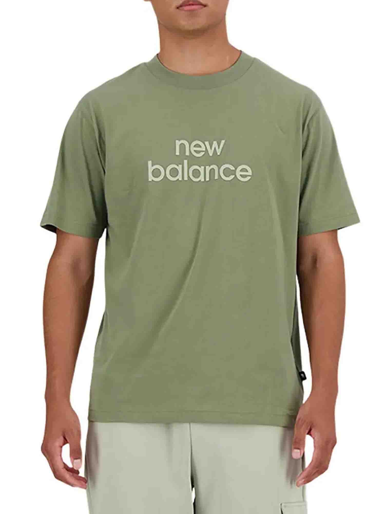 NEW BALANCE T-SHIRT LINEAR LOGO RELAXED VERDE