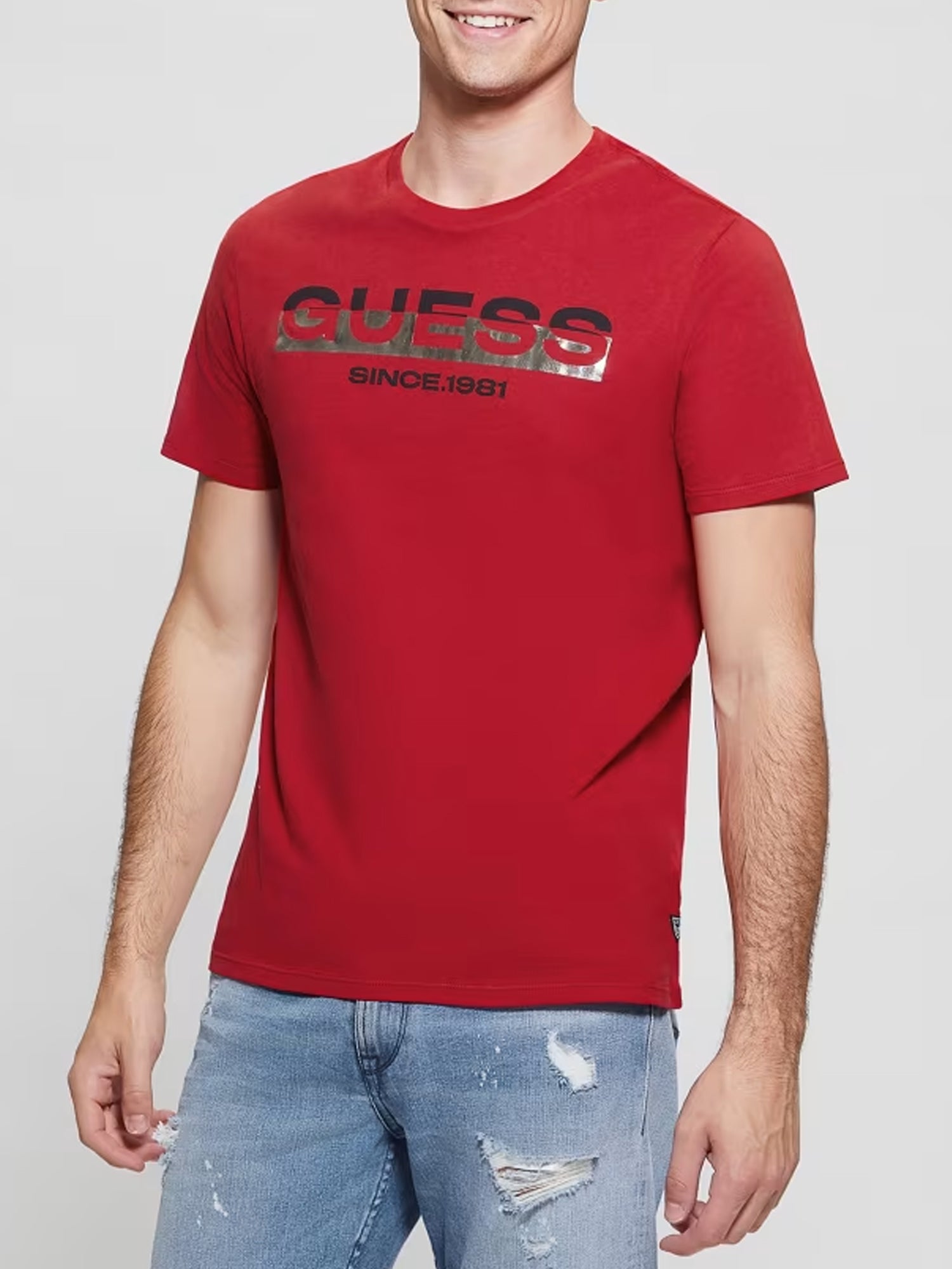 GUESS JEANS T-SHIRT FOIL LOGO ROSSO