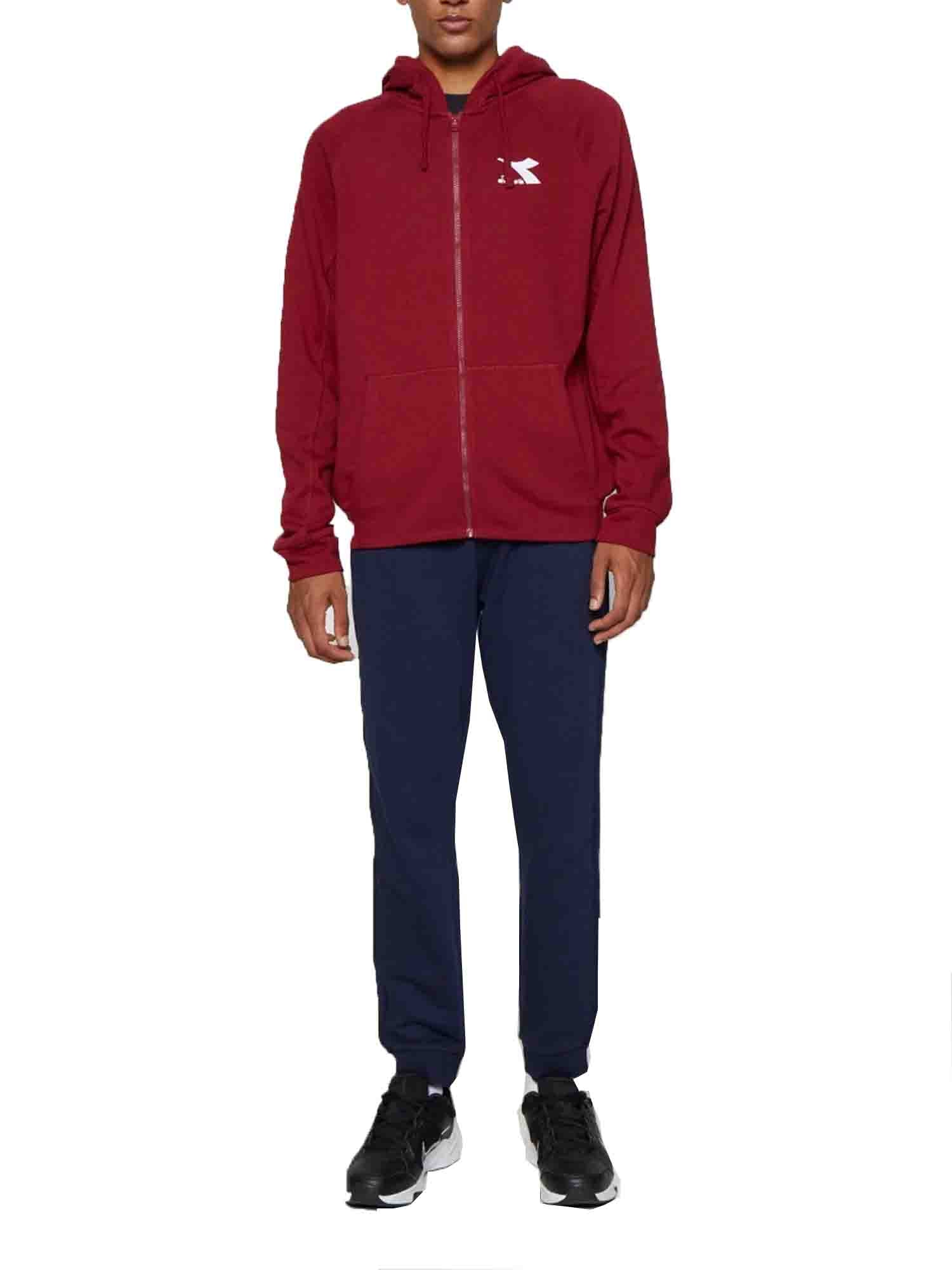 DIADORA TUTA FULL ZIP CON CAPPUCCIO BORDEAUX-BLU