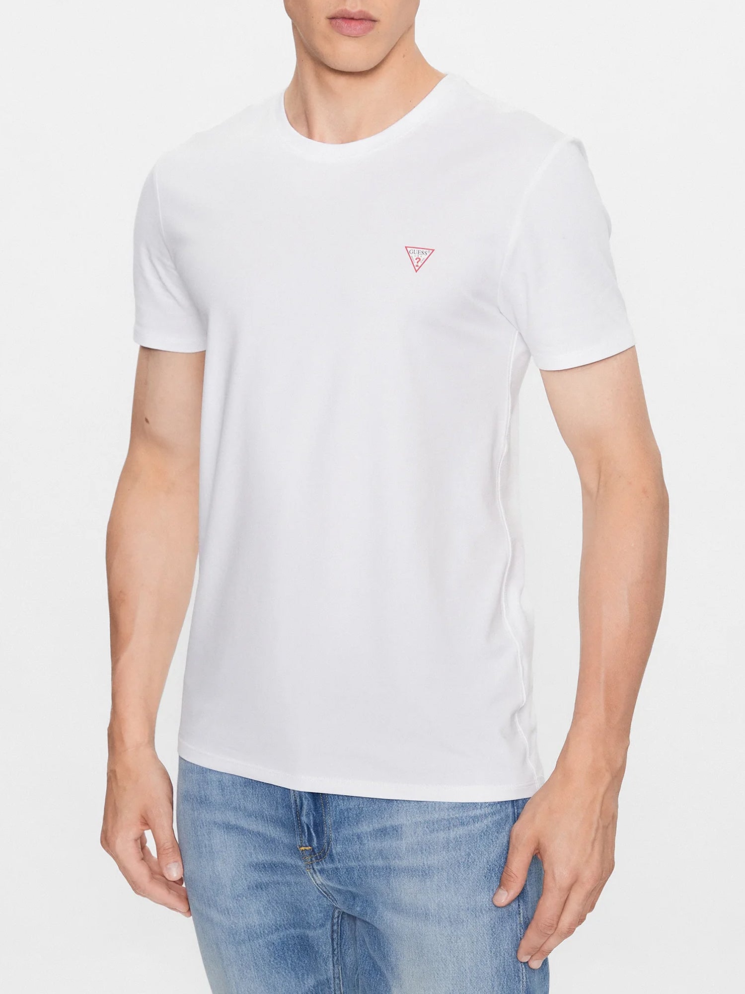 GUESS JEANS T-SHIRT MANICHE CORTE CORE BIANCO