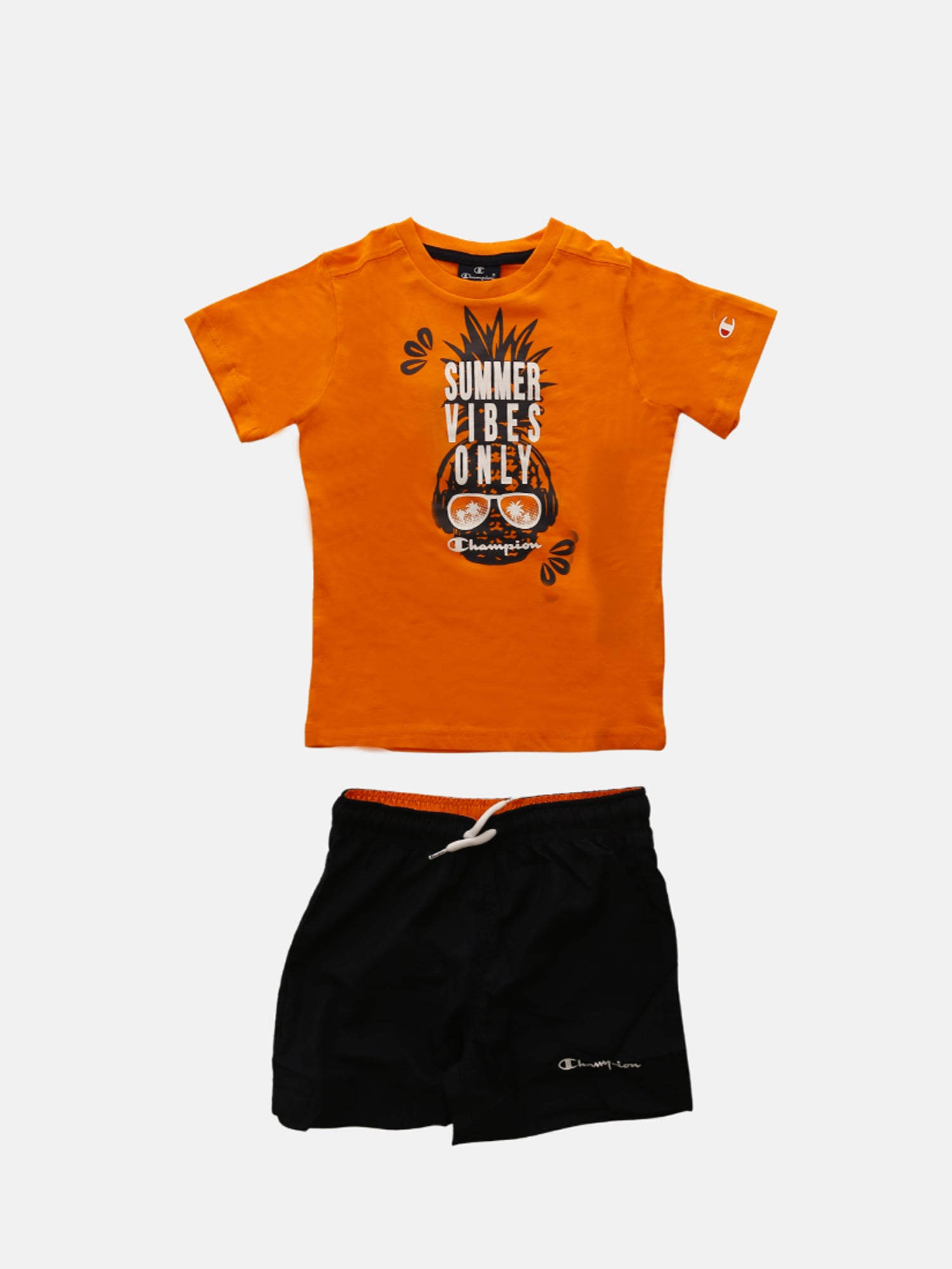 CHAMPION COMPLETO MARE T-SHIRT E COSTUME ARANCIO-BLU