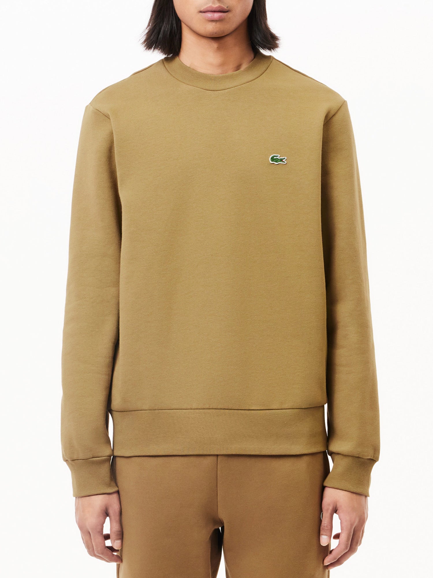 LACOSTE FELPA IN PILE SPAZZOLATO MARRONE