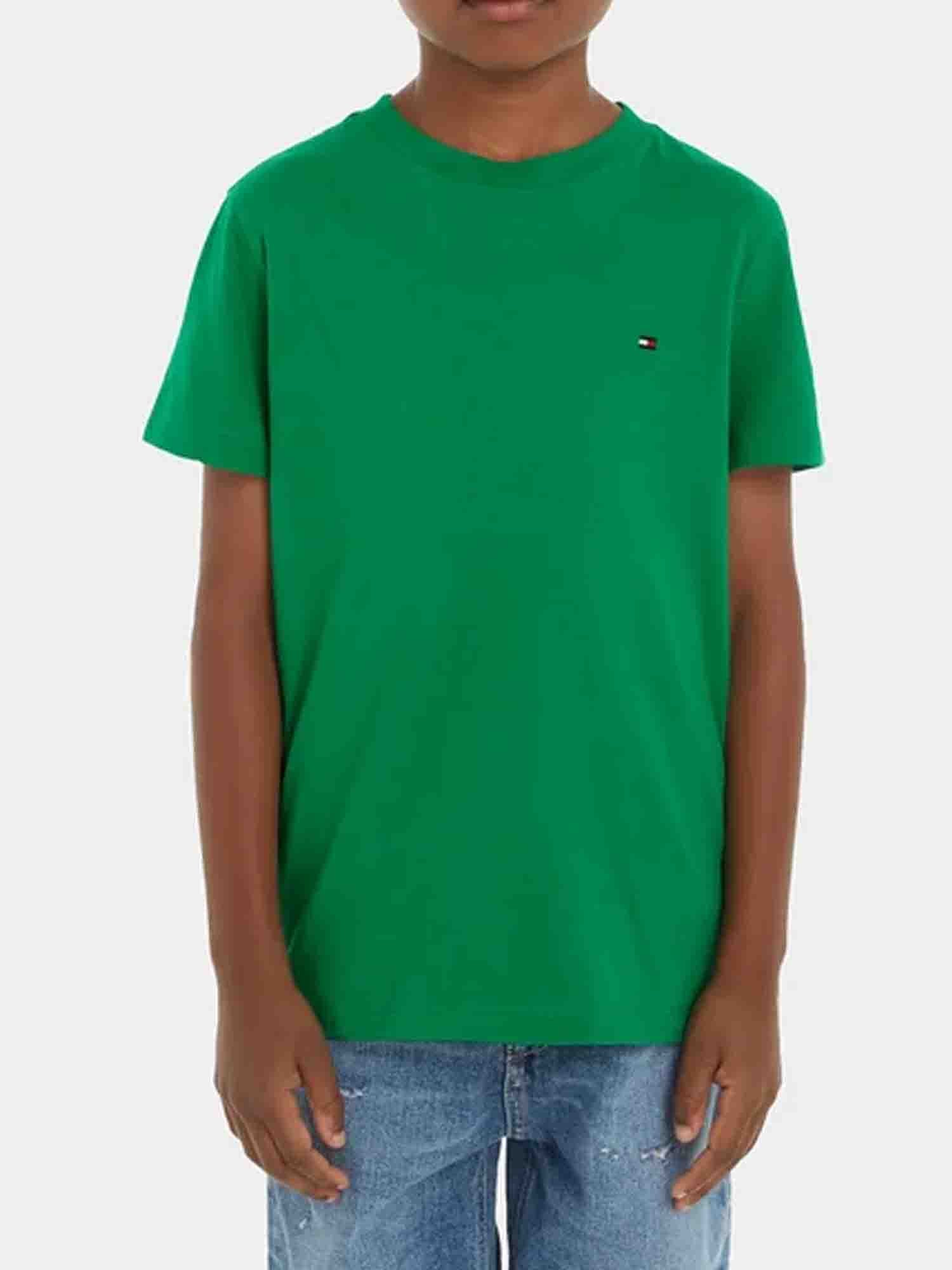 TOMMY HILFIGER T-SHIRT ESSENTIAL DA RAGAZZO VERDE OLIMPICO