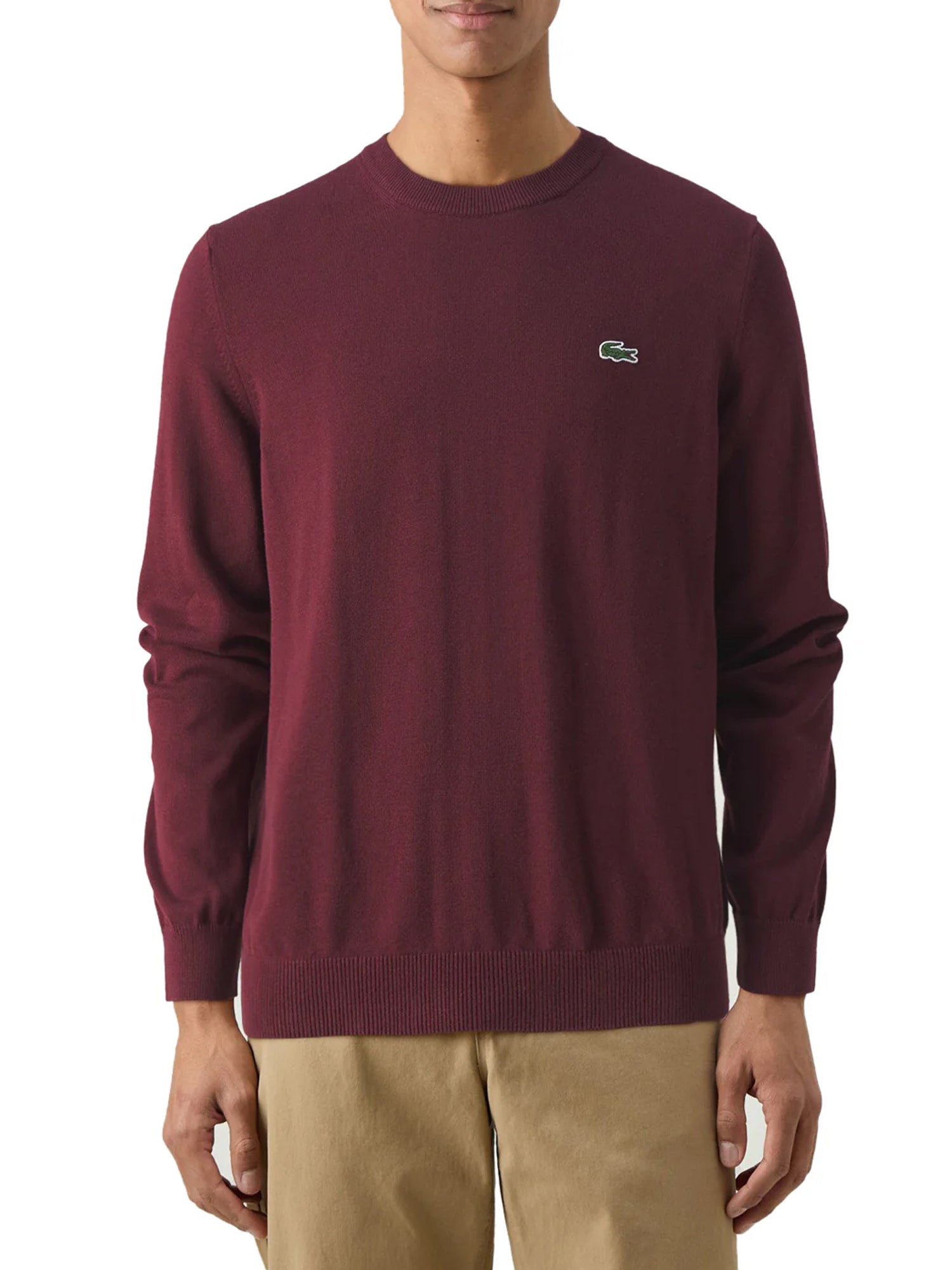 LACOSTE PULLOVER IN FILATO DI COTONE BORDEAUX