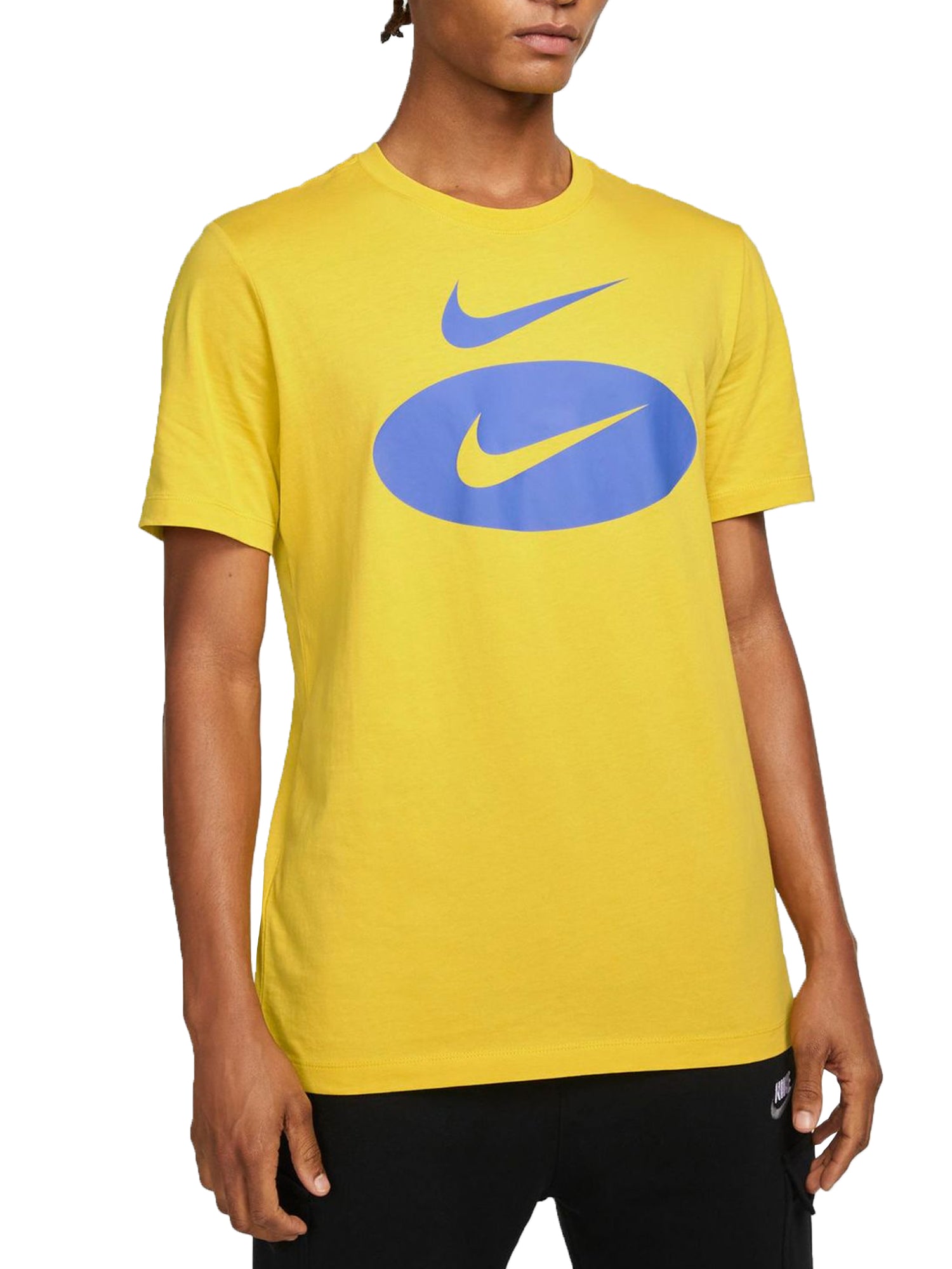 NIKE T-SHIRT GIROCOLLO SWOOSH GIALLO - BLU