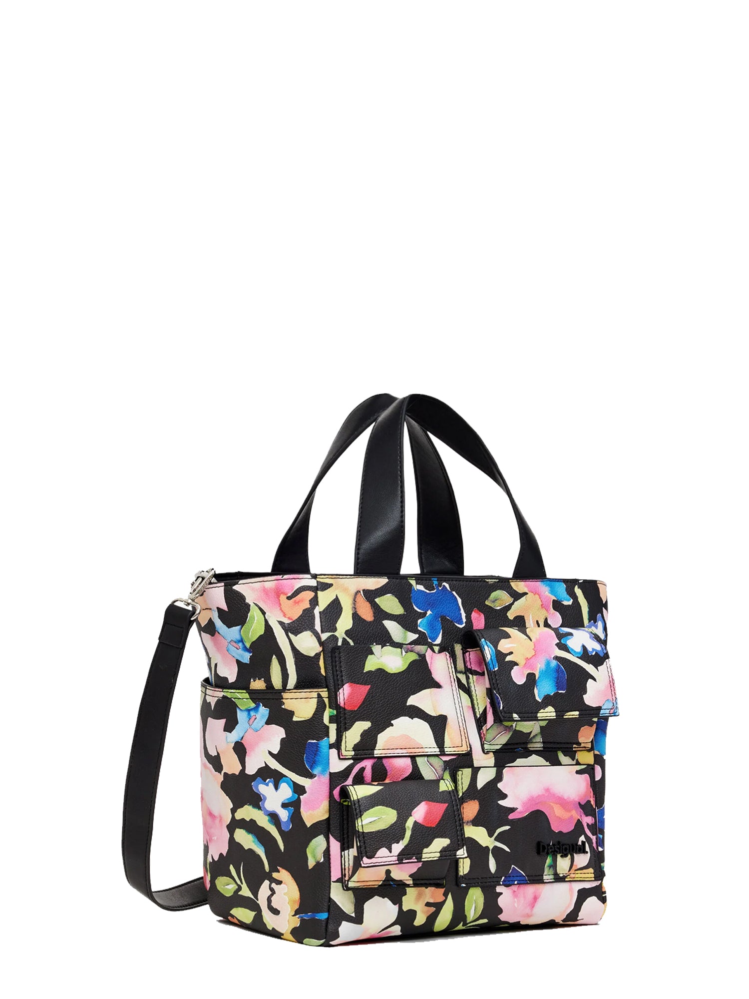 DESIGUAL BORSA A SPALLA CON FIORI NERO