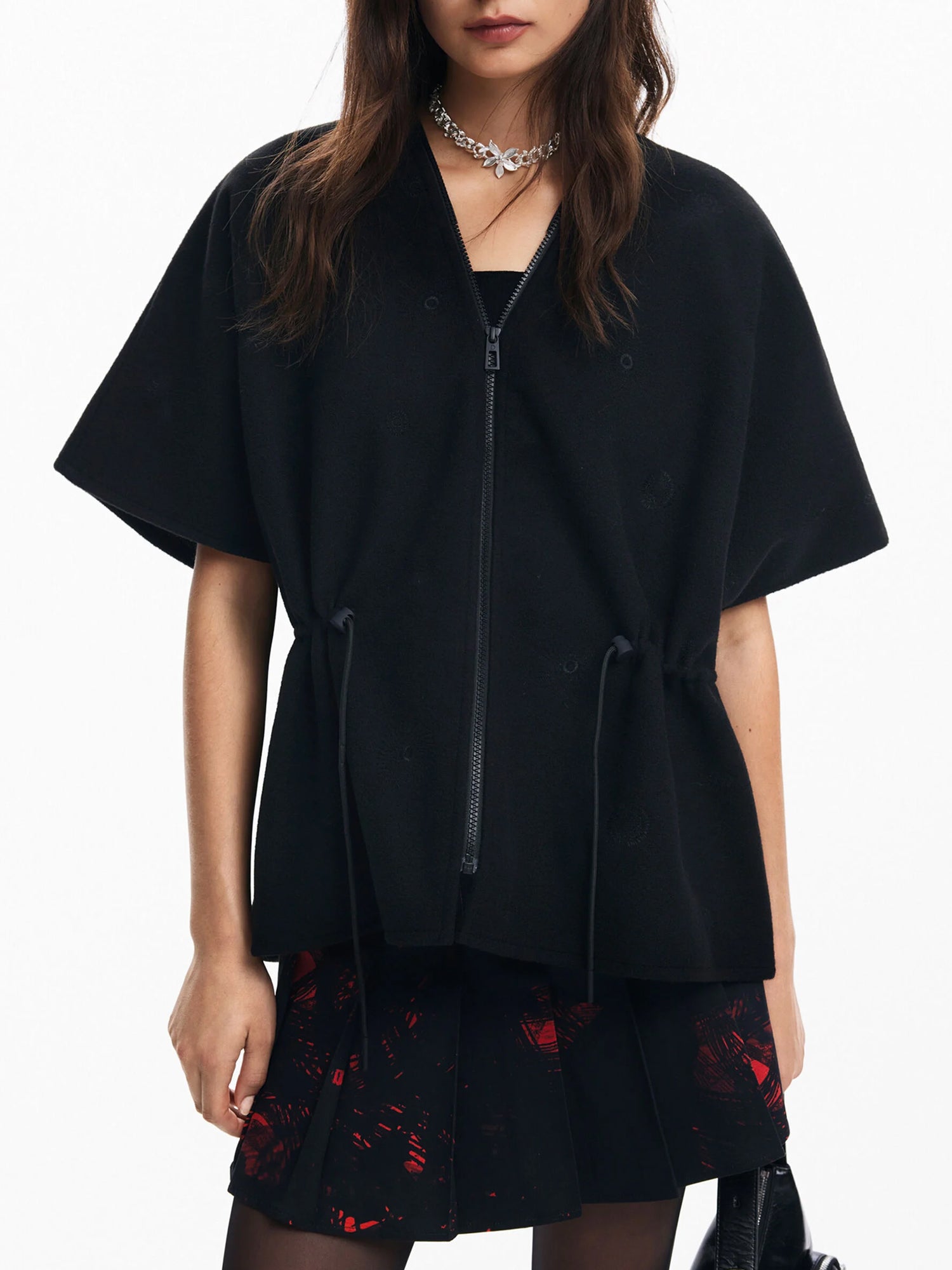 DESIGUAL PONCHO STAMPATO NERO