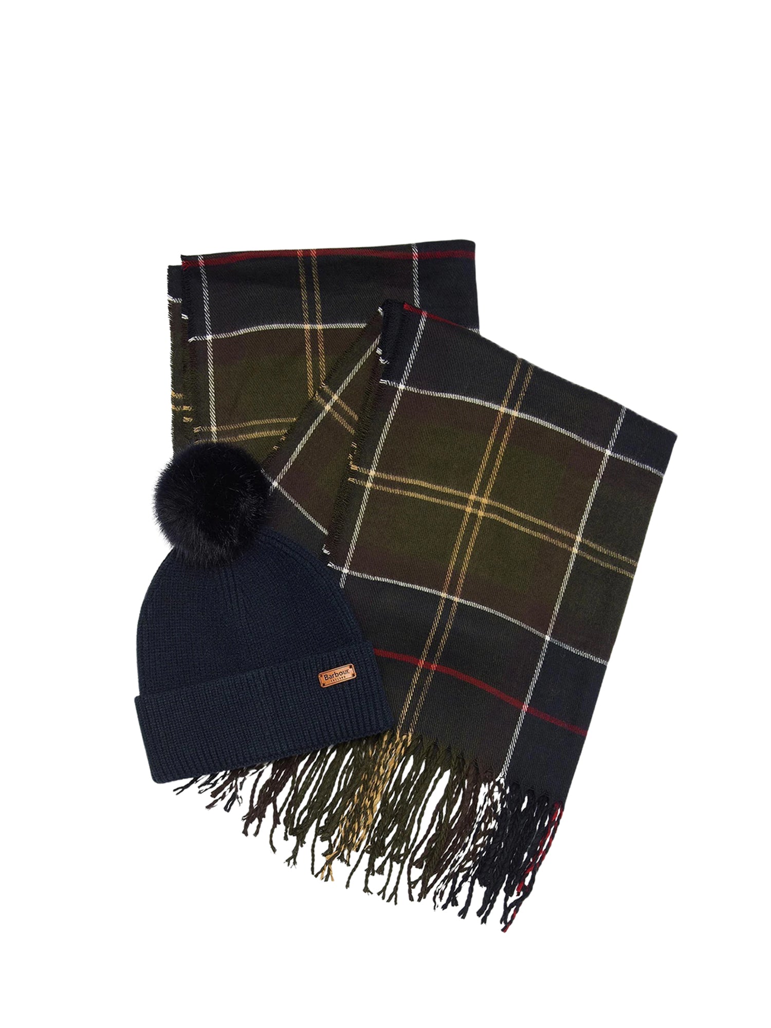 BARBOUR SET SCIARPA HAILES E CAPPELLO DOVER IN TARTAN BLU - VERDE - MARRONE