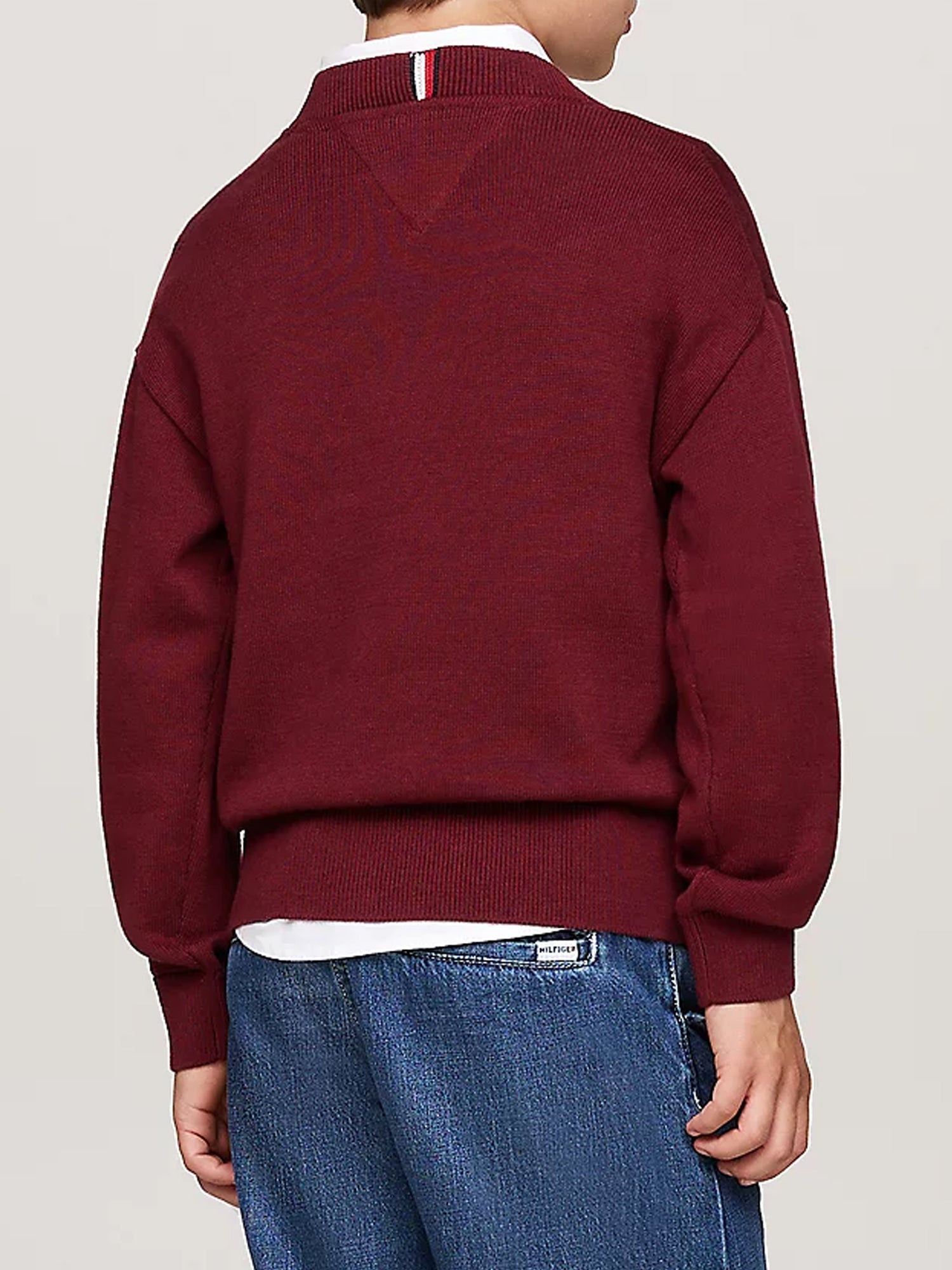 TOMMY HILFIGER PULLOVER CON BANDIERINA RICAMATA BORDEAUX