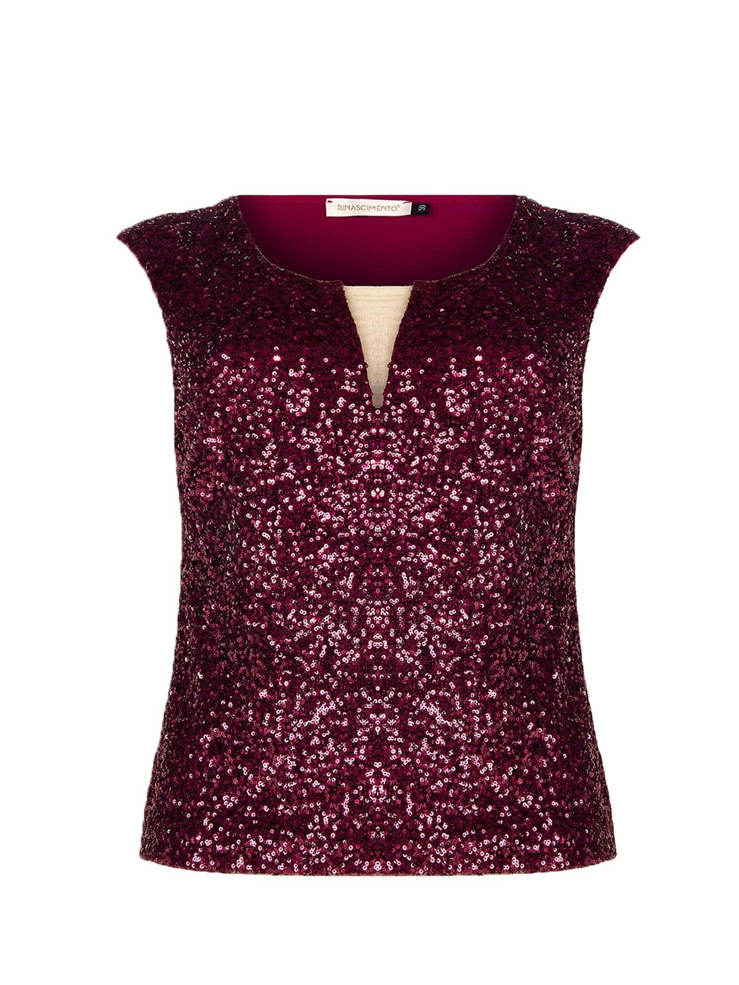 RINASCIMENTO CURVY TOP DI PAILLETTES BORDEAUX ROSSO