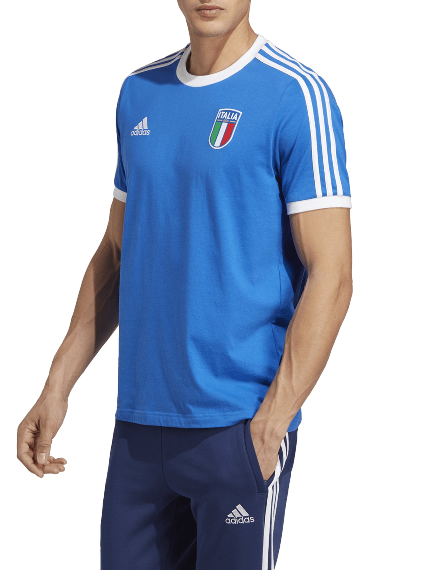 ADIDAS T-SHIRT ITALIA 3-STRIPES BLU