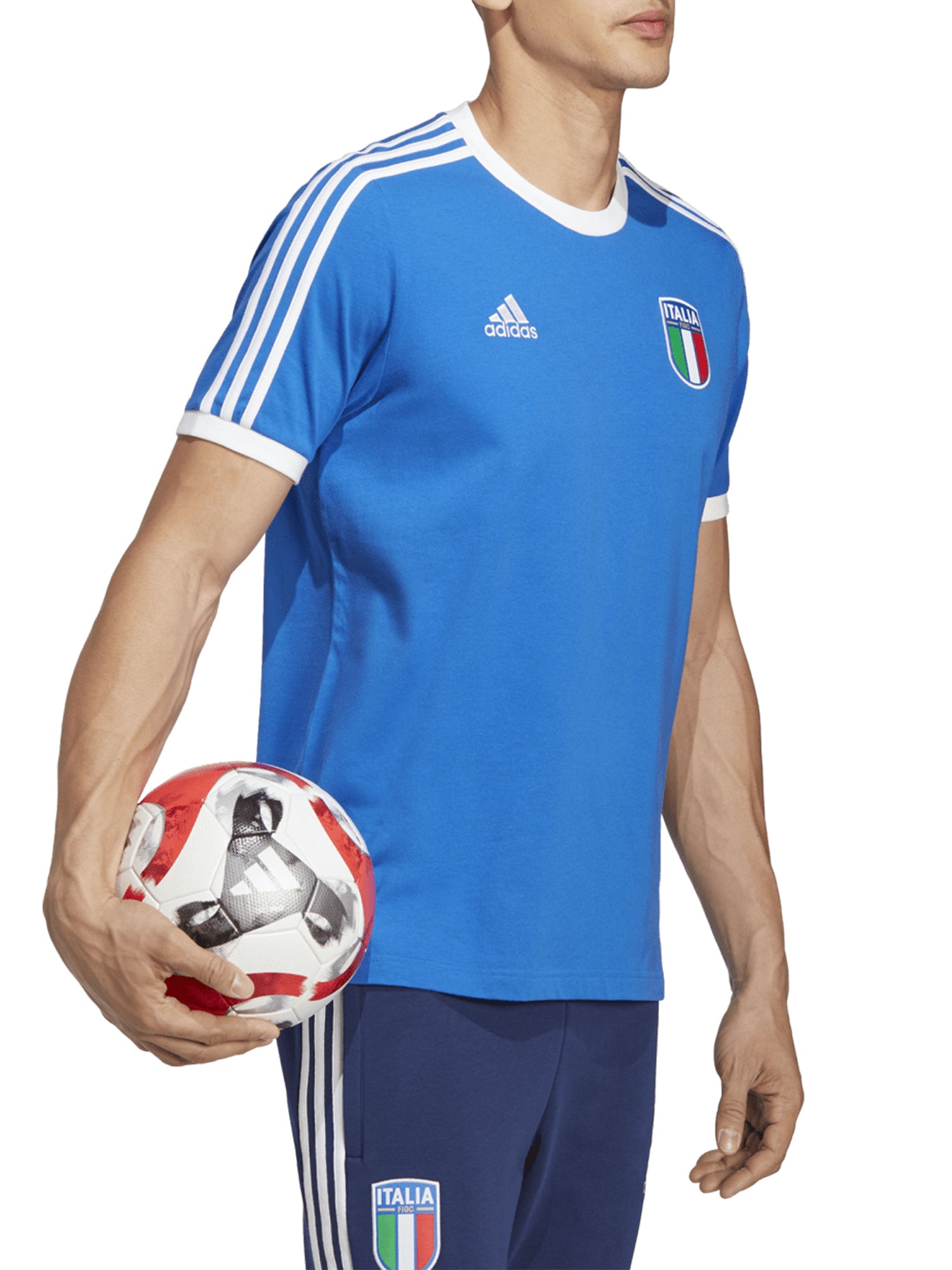 ADIDAS T-SHIRT ITALIA 3-STRIPES BLU