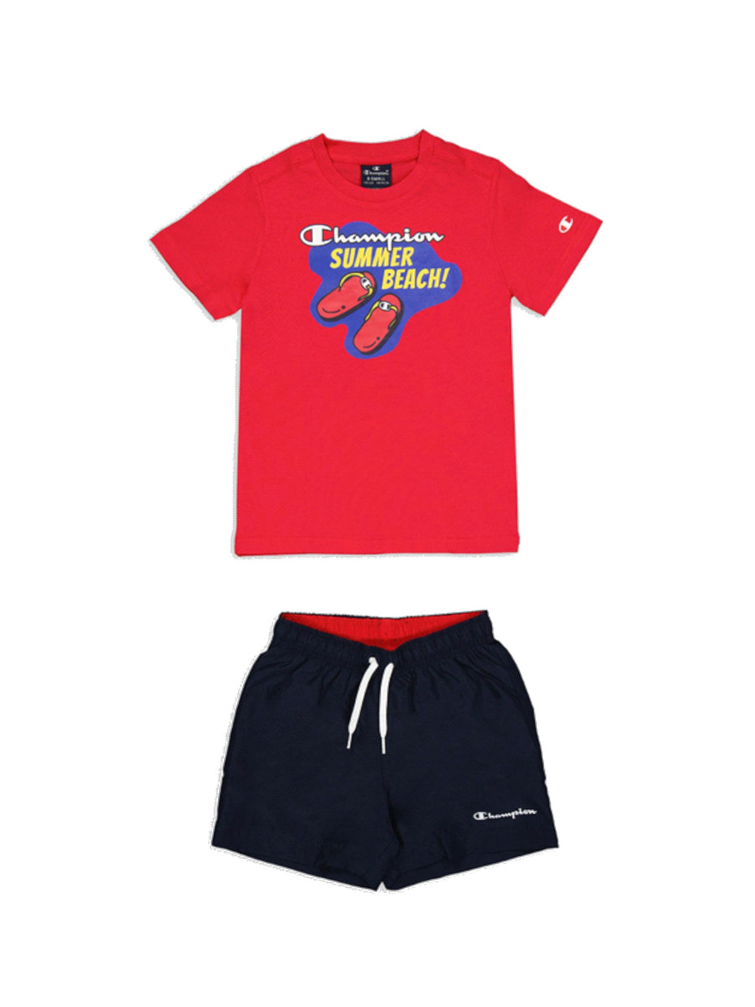 CHAMPION COMPLETINO MARE T-SHIRT E COSTUME ROSSO