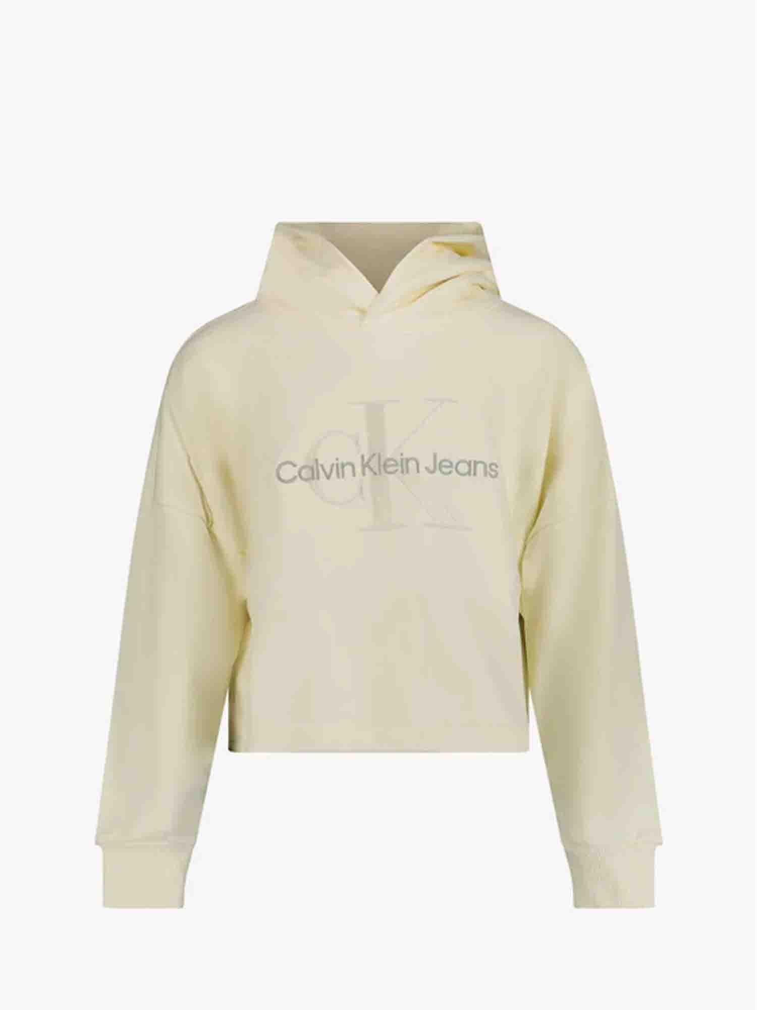 CALVIN KLEIN FELPA CON CAPPUCCIO DA RAGAZZA BEIGE