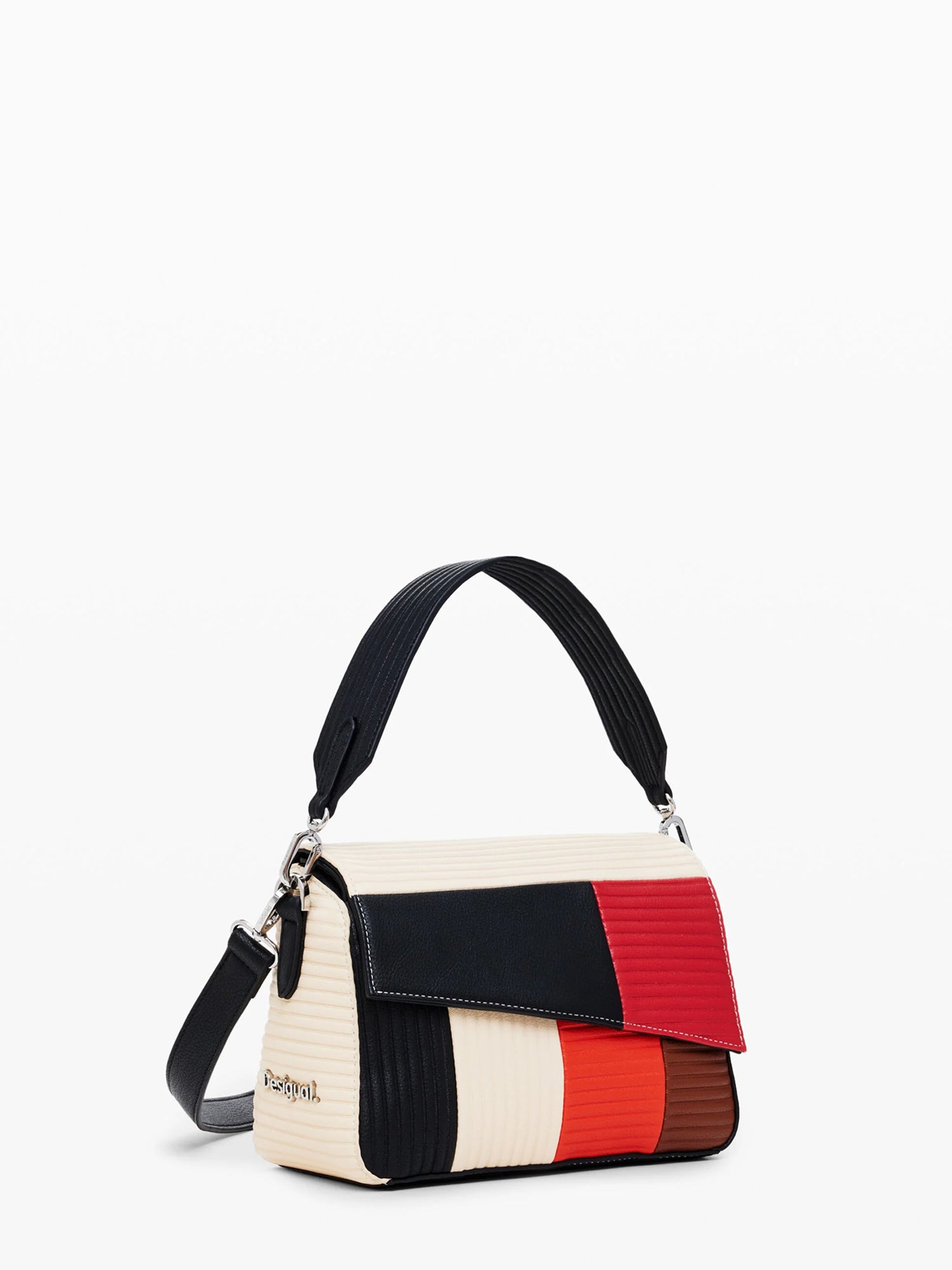 DESIGUAL BORSA A MANO CON PATCH DI TEXTURE BIANCO