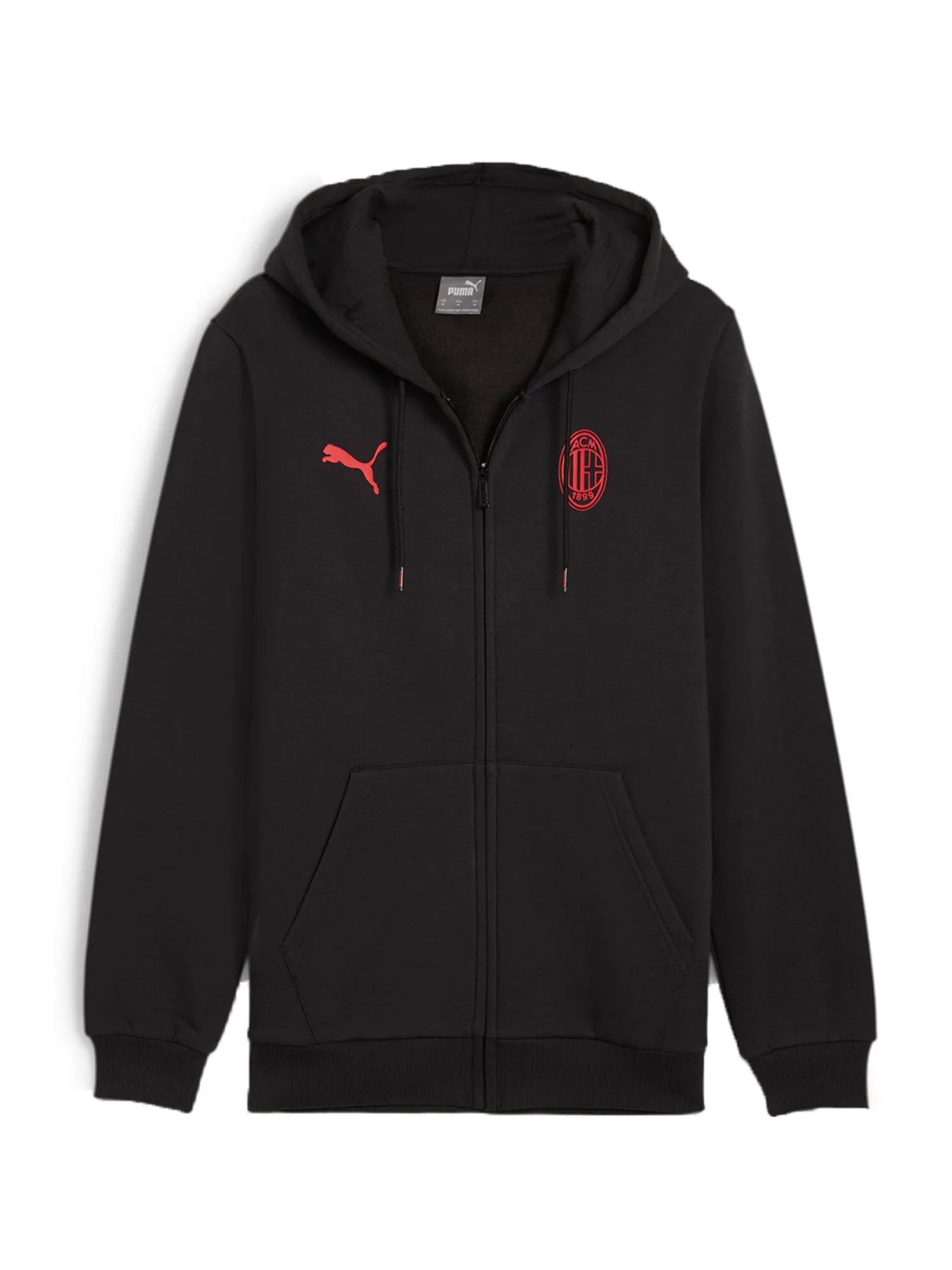 PUMA FELPA CON CAPPUCCIO E ZIP INTEGRALE ESSENTIALS AC MILAN NERO