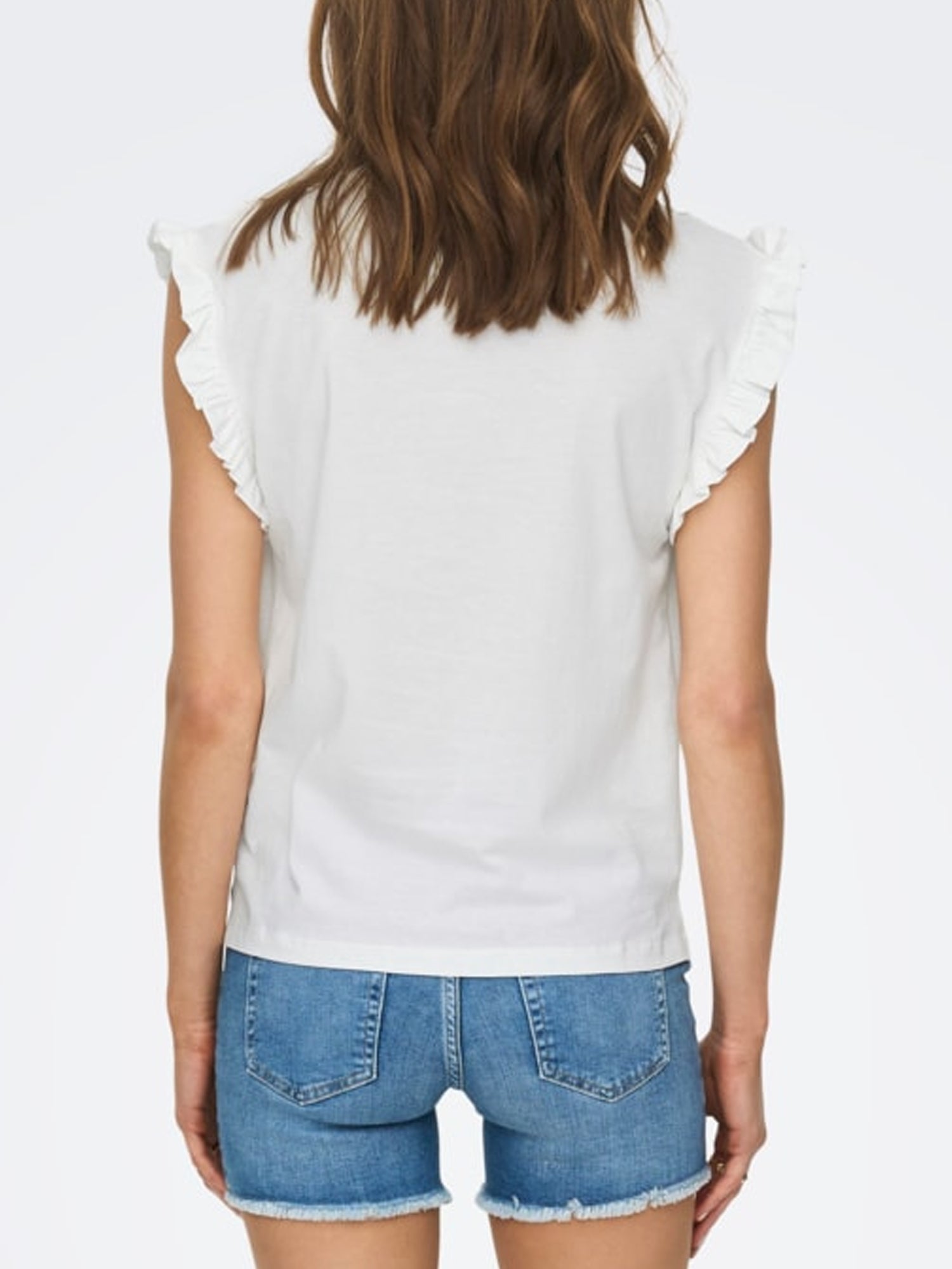 ONLY T-SHIRT FILIPPA CON ROUCHES BIANCO