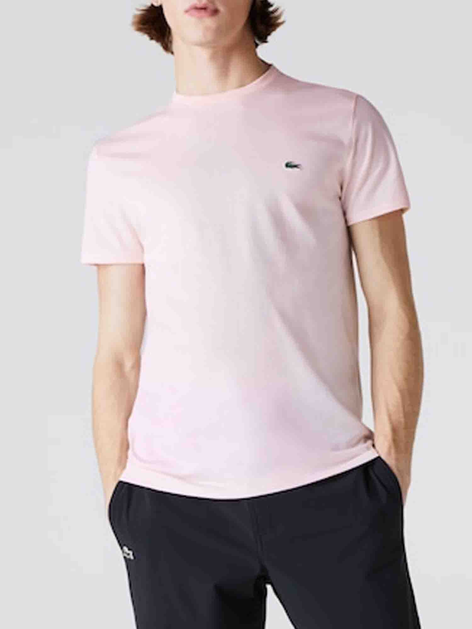 LACOSTE T-SHIRT CLASSICA TINTA UNITA ROSA