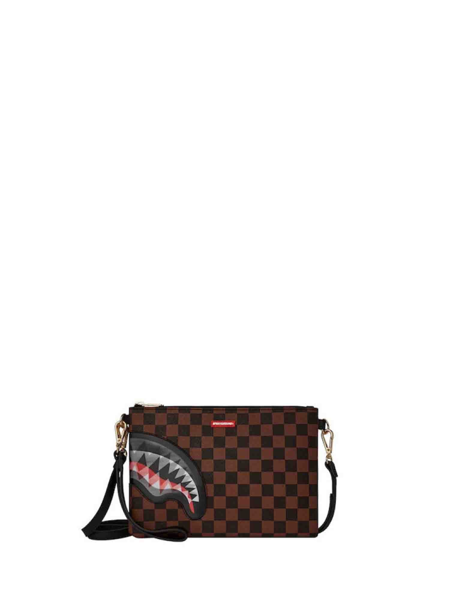 SPAYGROUND SHARK IN PARIS LENTICULARM CHOMP POCHETTE MARRONE