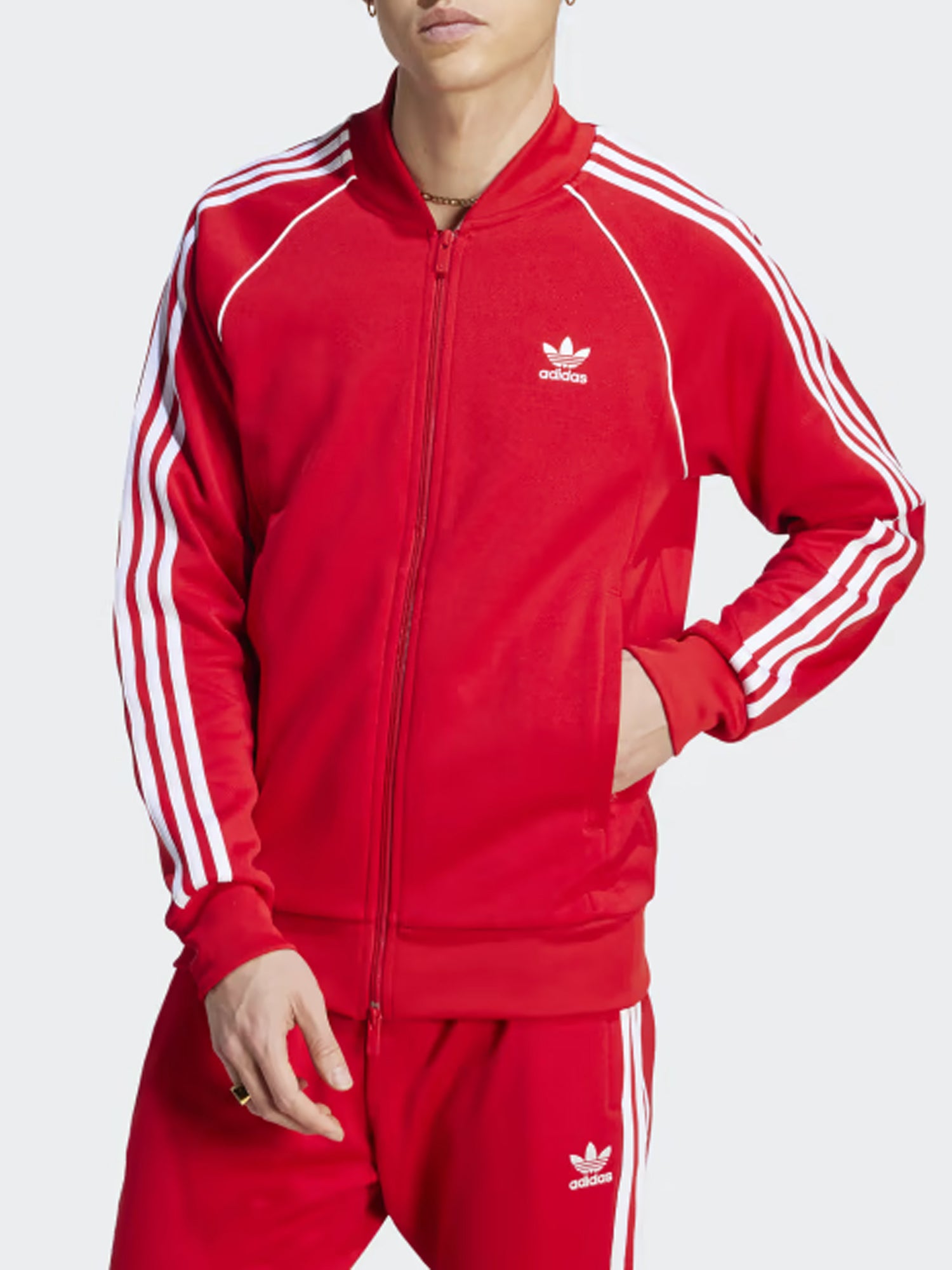 ADIDAS ORIGINALS FELPA CON ZIP ADICOLOR CLASSICS SST ROSSO